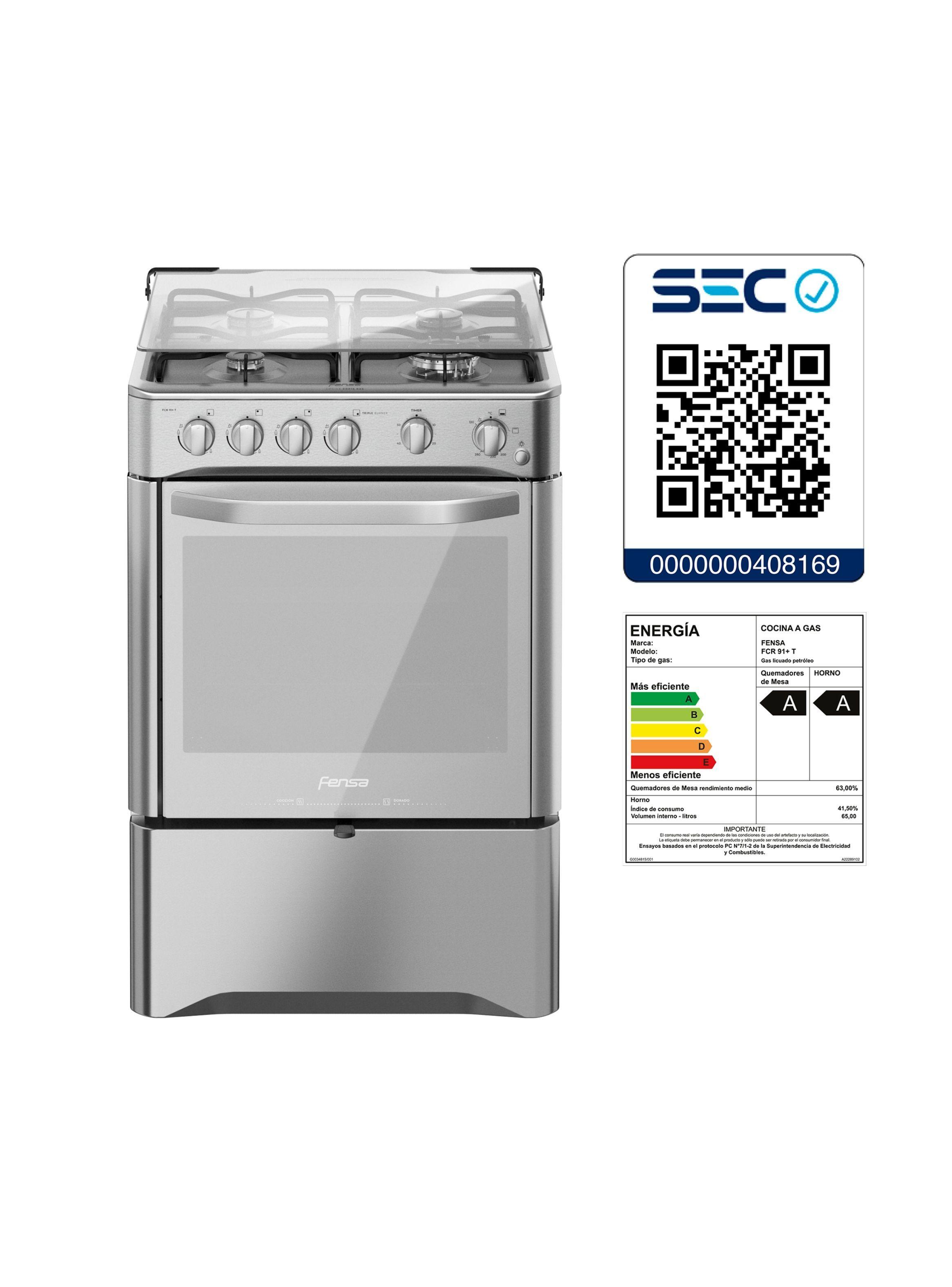 Cocina a Gas 4 Platos Fensa Triple Llama FCR 91+ T-7