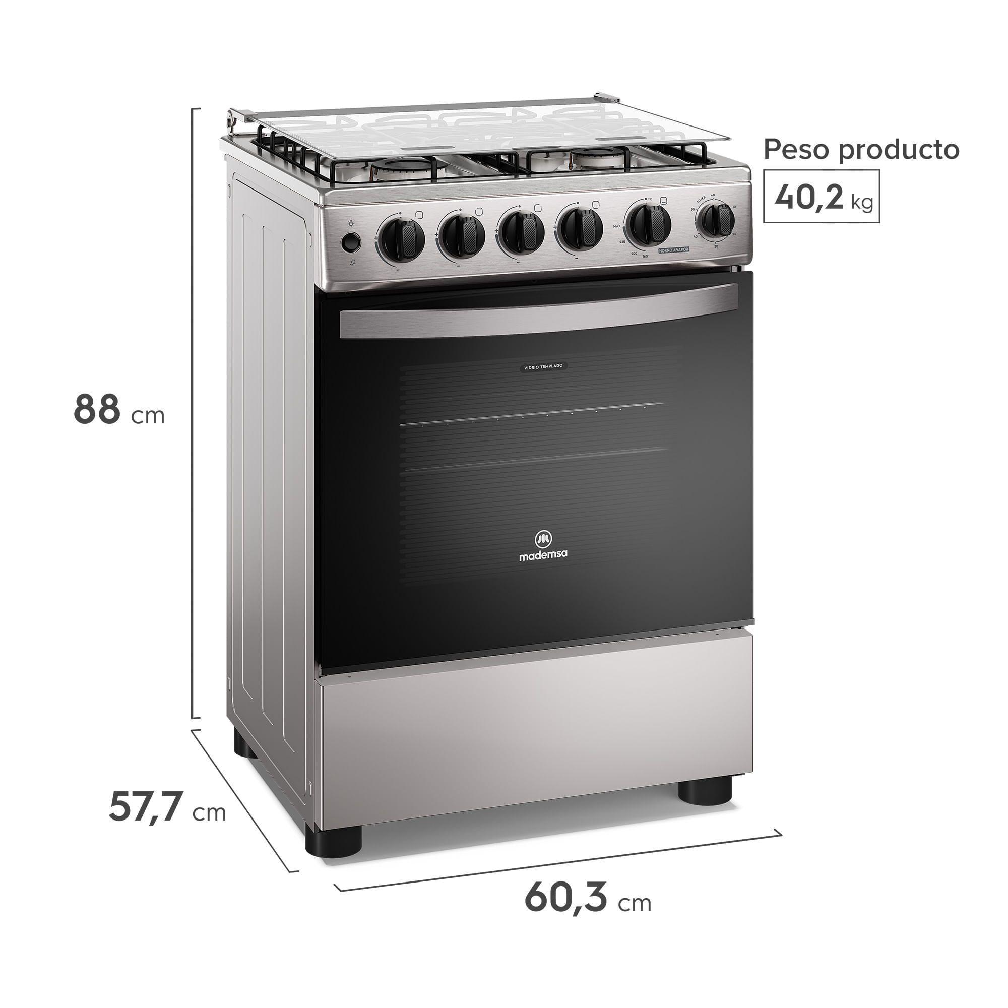 Cocina a Gas 4 Platos Horno Vapor y Grill FM4PSC Inox-1