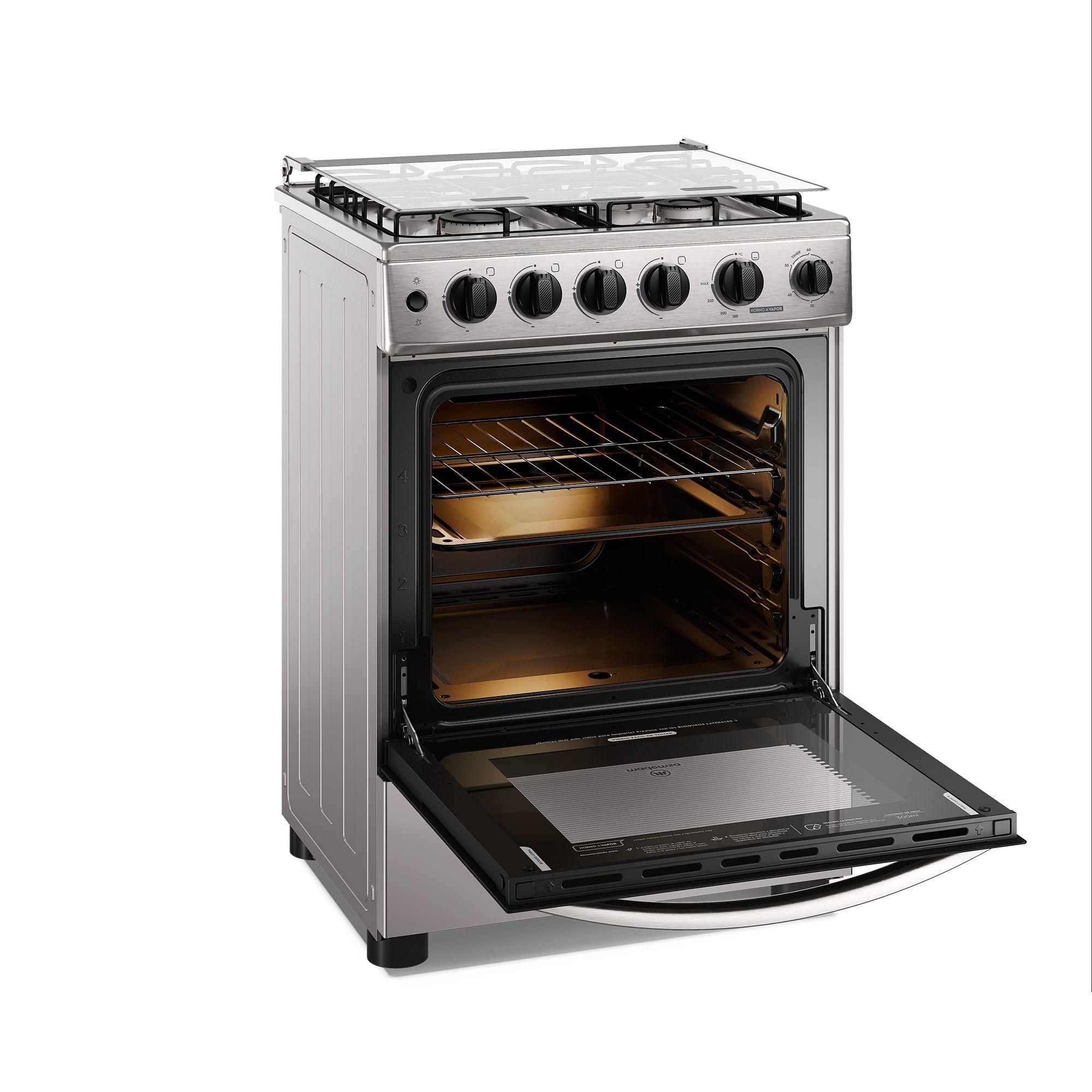 Cocina a Gas 4 Platos Horno Vapor y Grill FM4PSC Inox-3