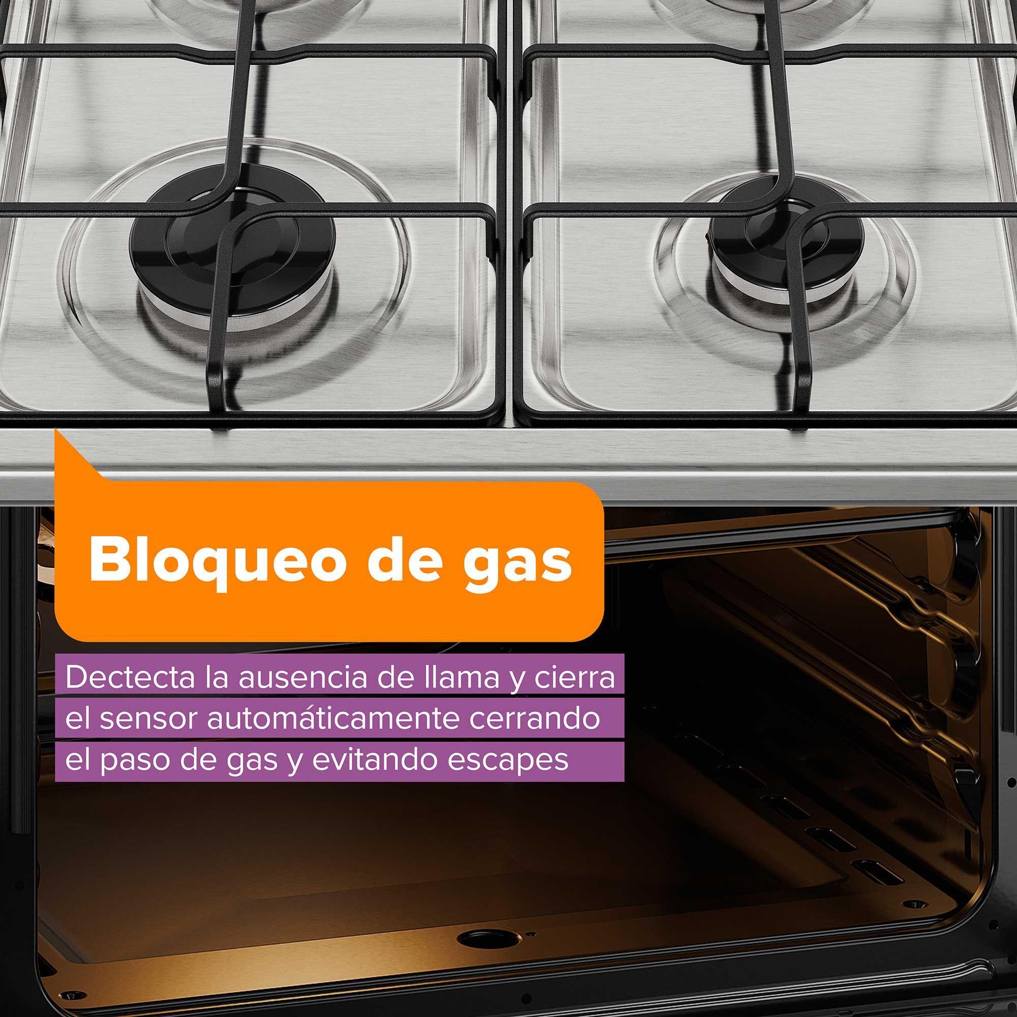 Cocina a Gas 4 Platos Horno Vapor y Grill FM4PSC Inox-5