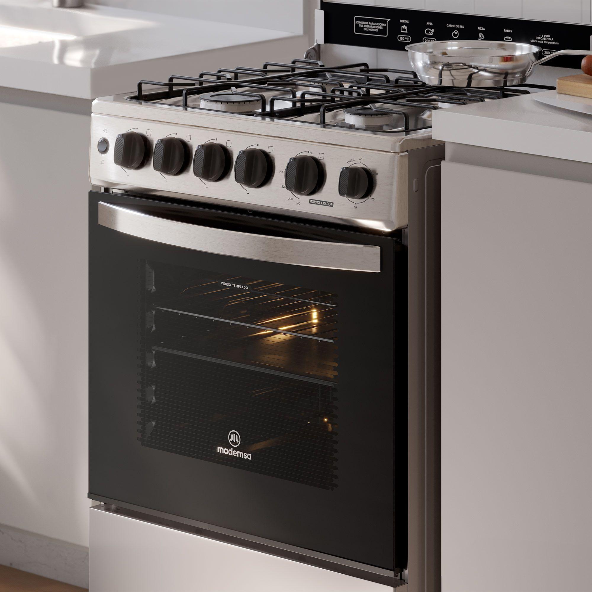 Cocina a Gas 4 Platos Horno Vapor y Grill FM4PSC Inox-8