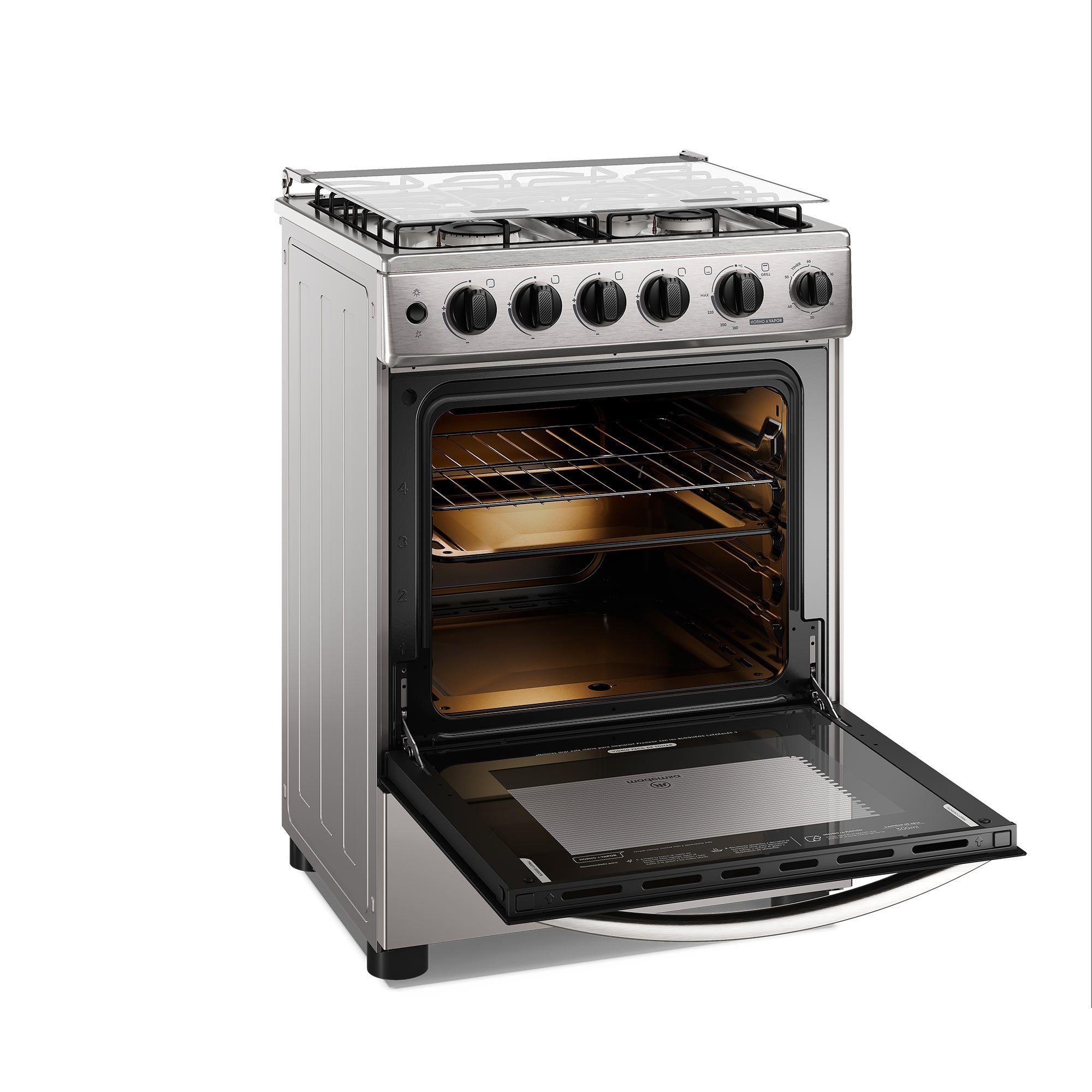 Cocina a Gas 4 Platos Horno Vapor y Grill FM4PSC Inox-3