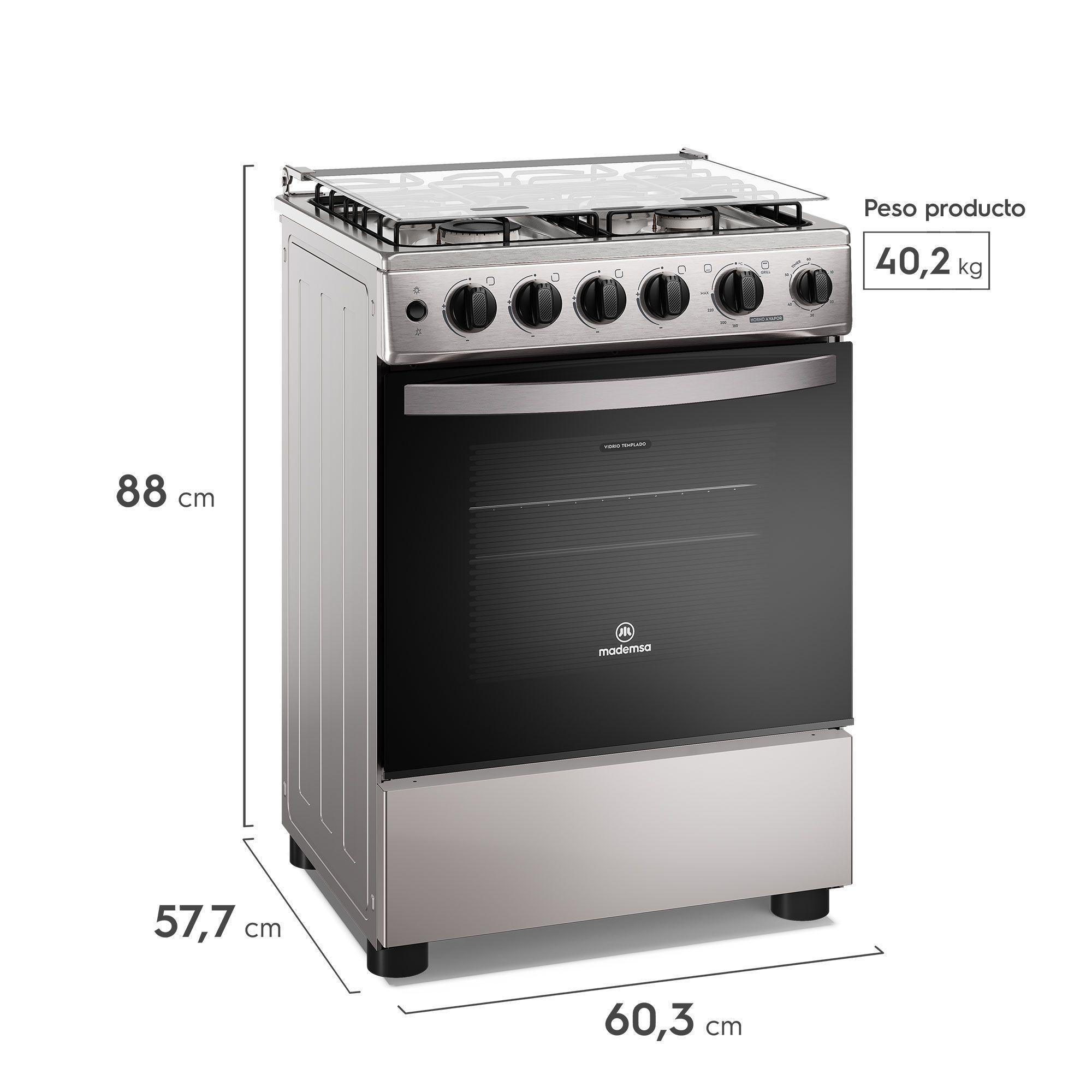 Cocina a Gas 4 Platos Horno Vapor y Grill FM4PSC Inox-1