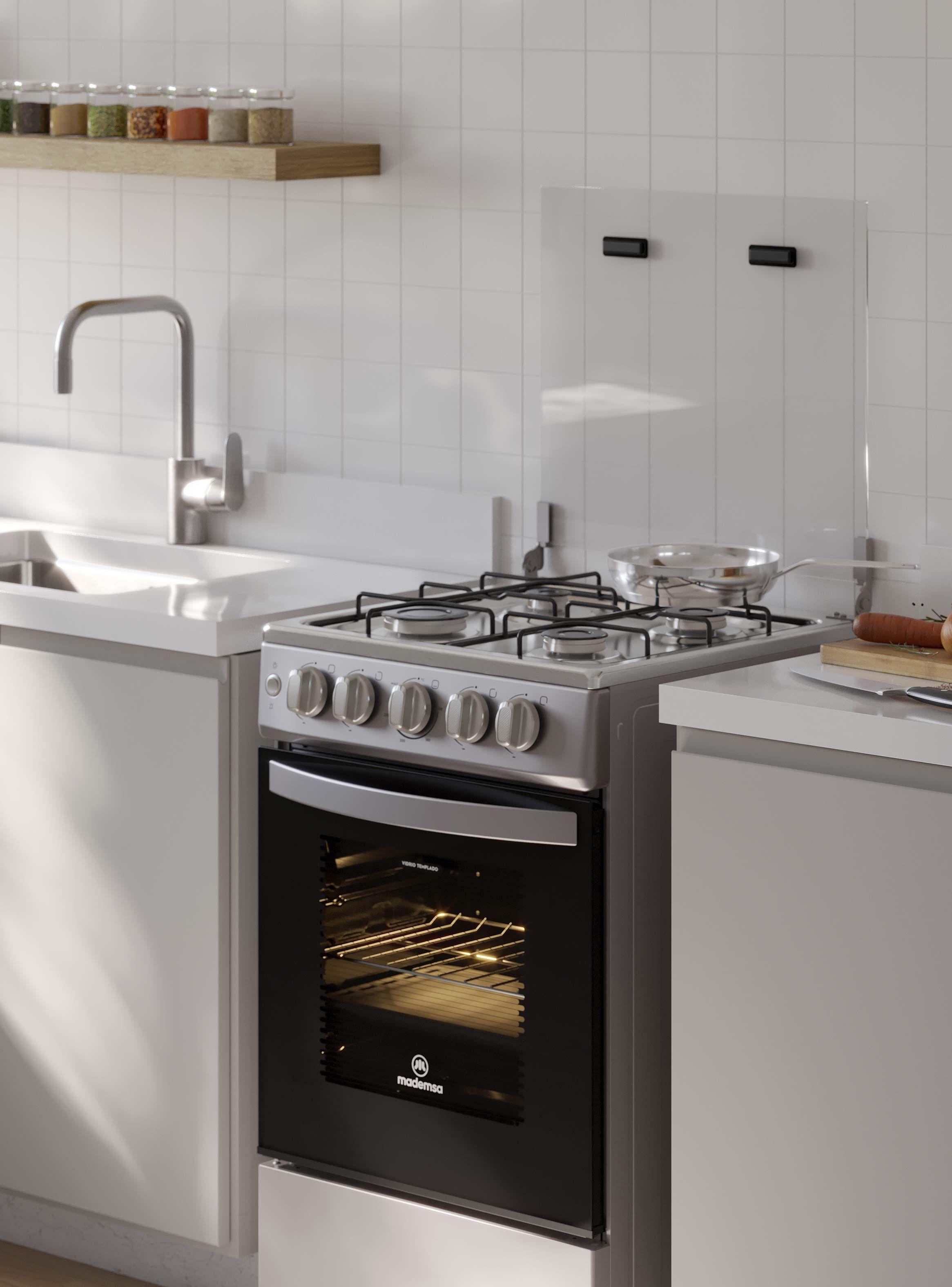 Cocina a Gas 4 Platos LimpiaFácil y Parrillas Alambrón FM4ES-4