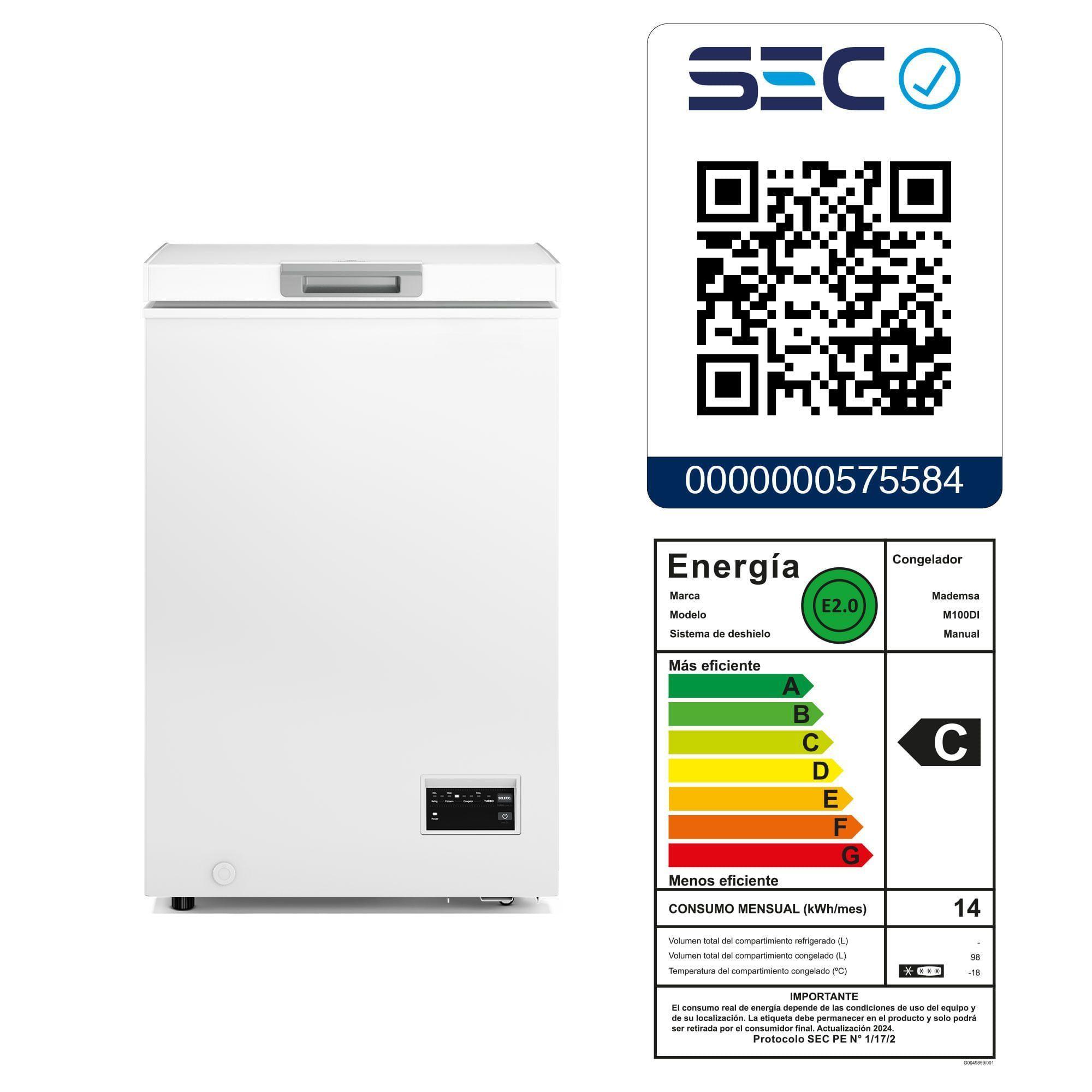 Congelador Freezer Horizontal Dual 98L Inverter Frío Directo M100DI-7