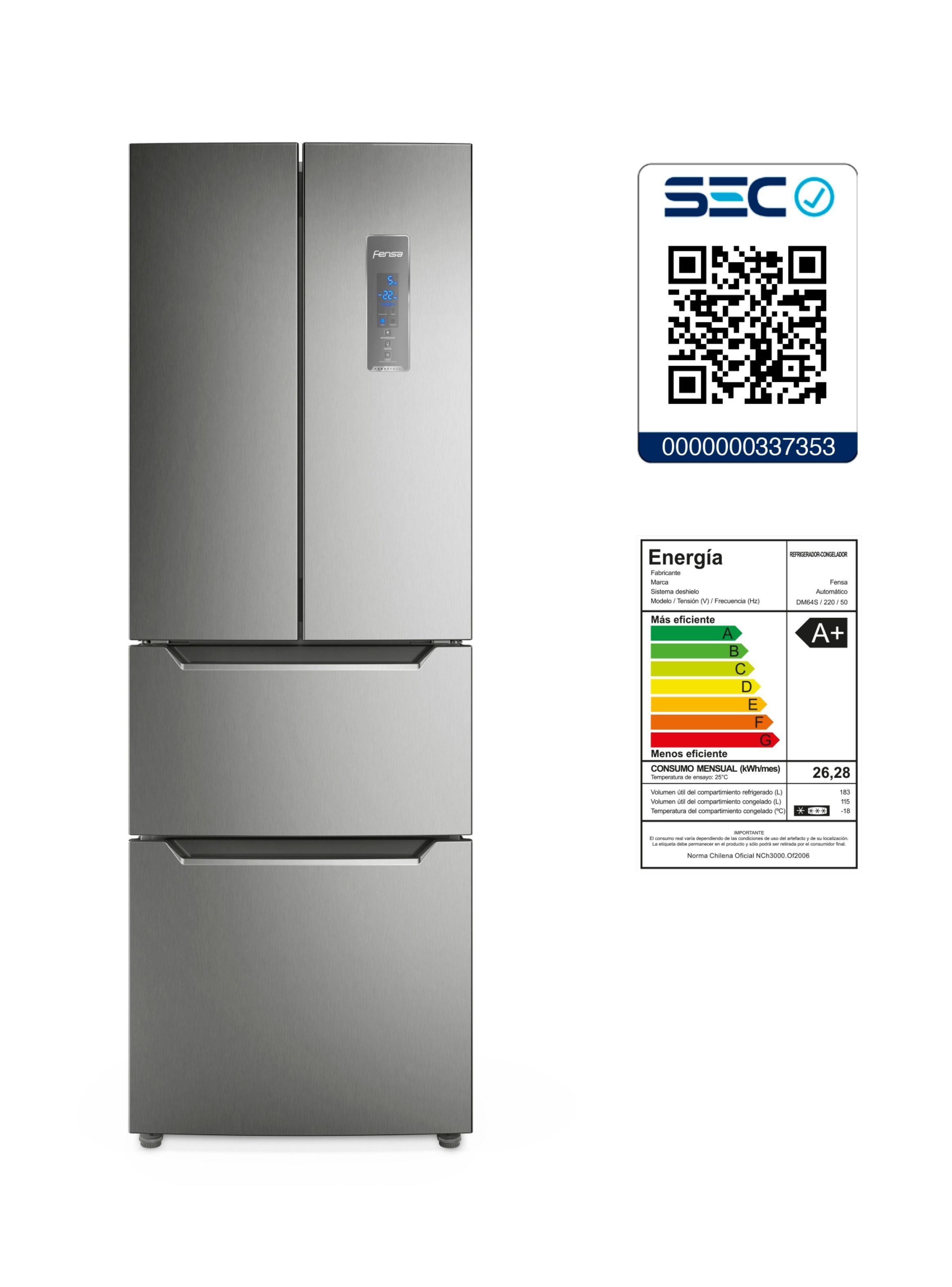 Refrigerador Fensa 298L No Frost 3 Puertas Inverter DM64S-7