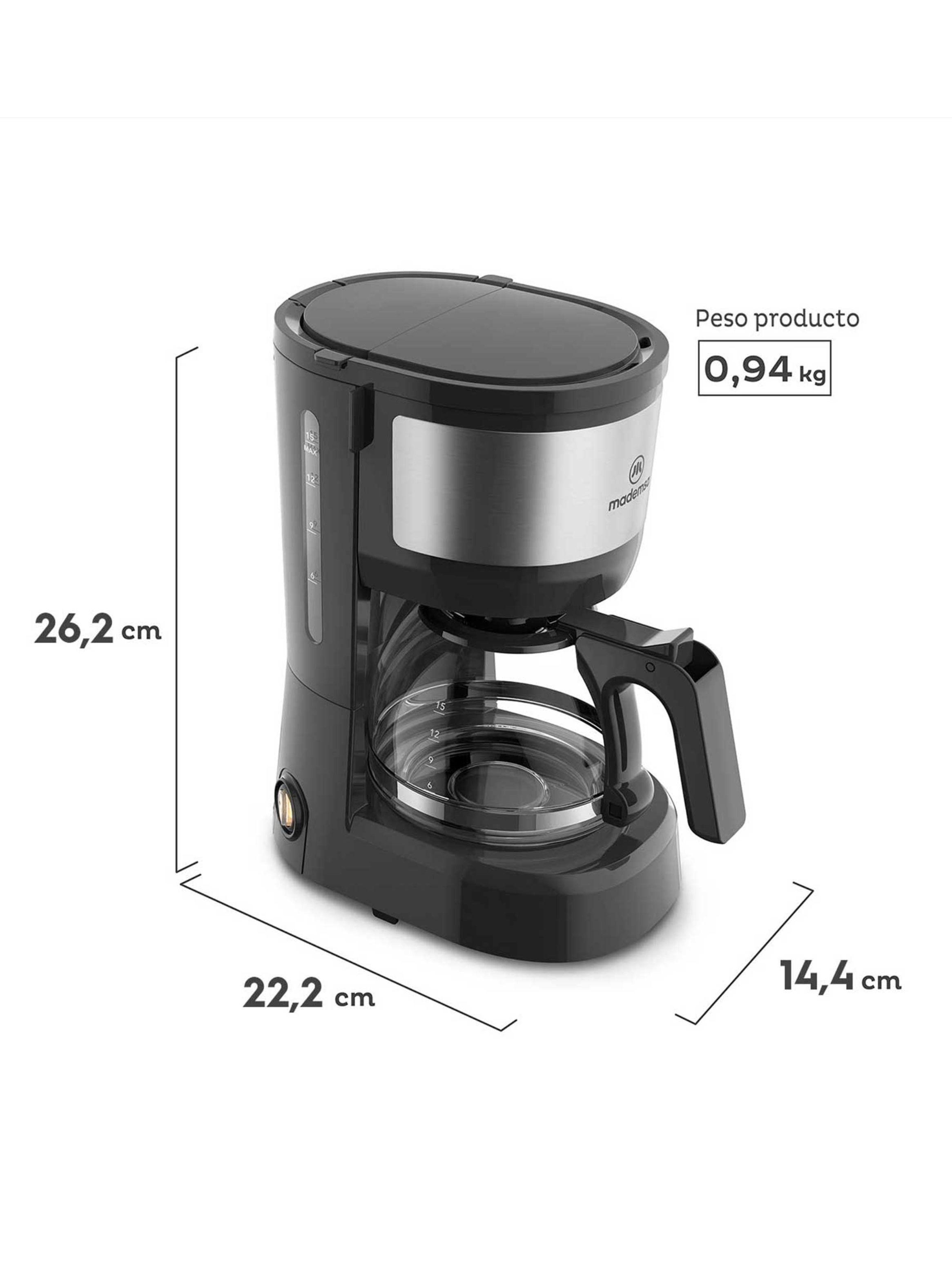 Cafetera Eléctrica Mademsa 0,6L Jarra de Vidrio 600W MCM10-1
