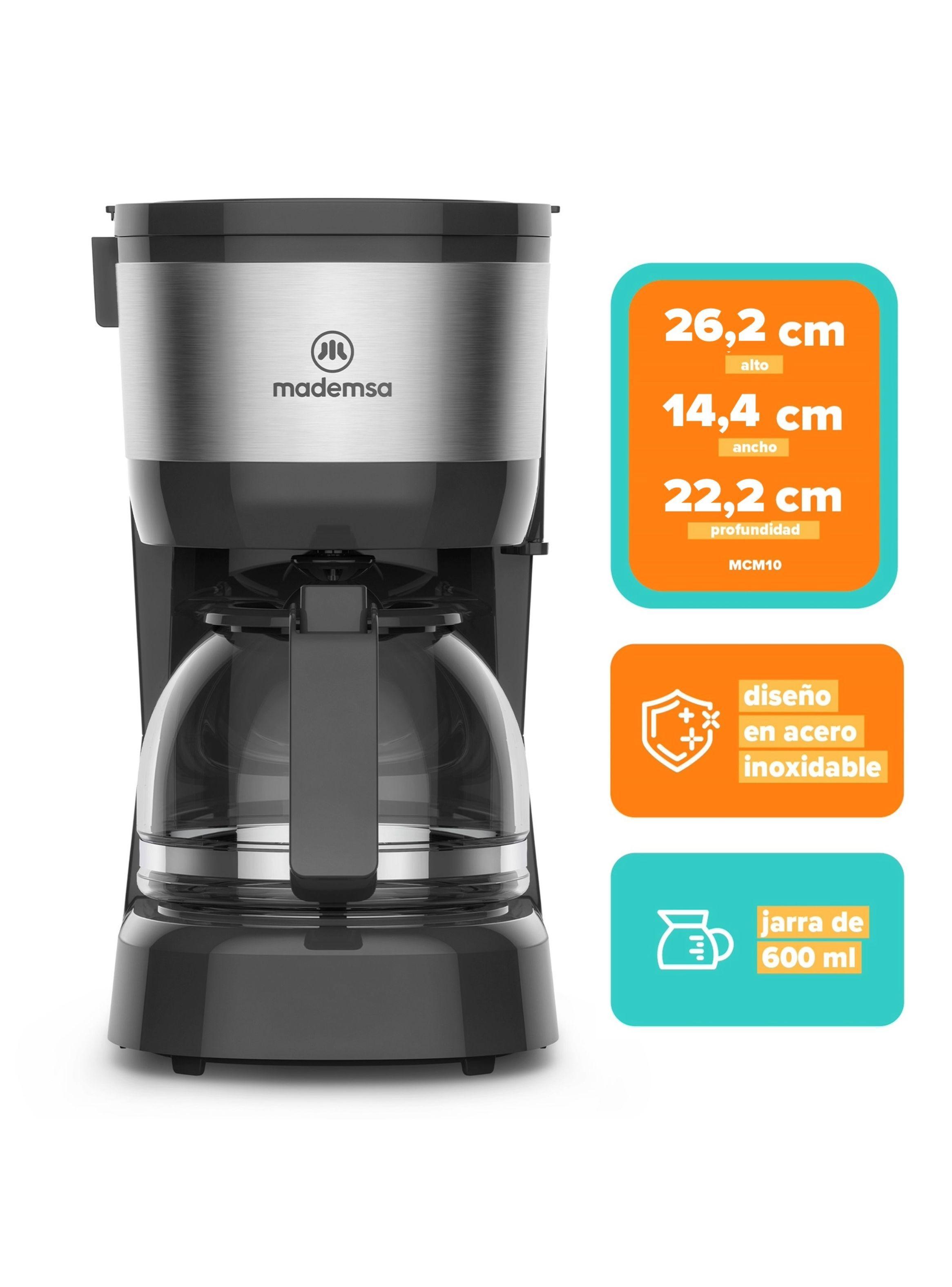 Cafetera Eléctrica Mademsa 0,6L Jarra de Vidrio 600W MCM10-2