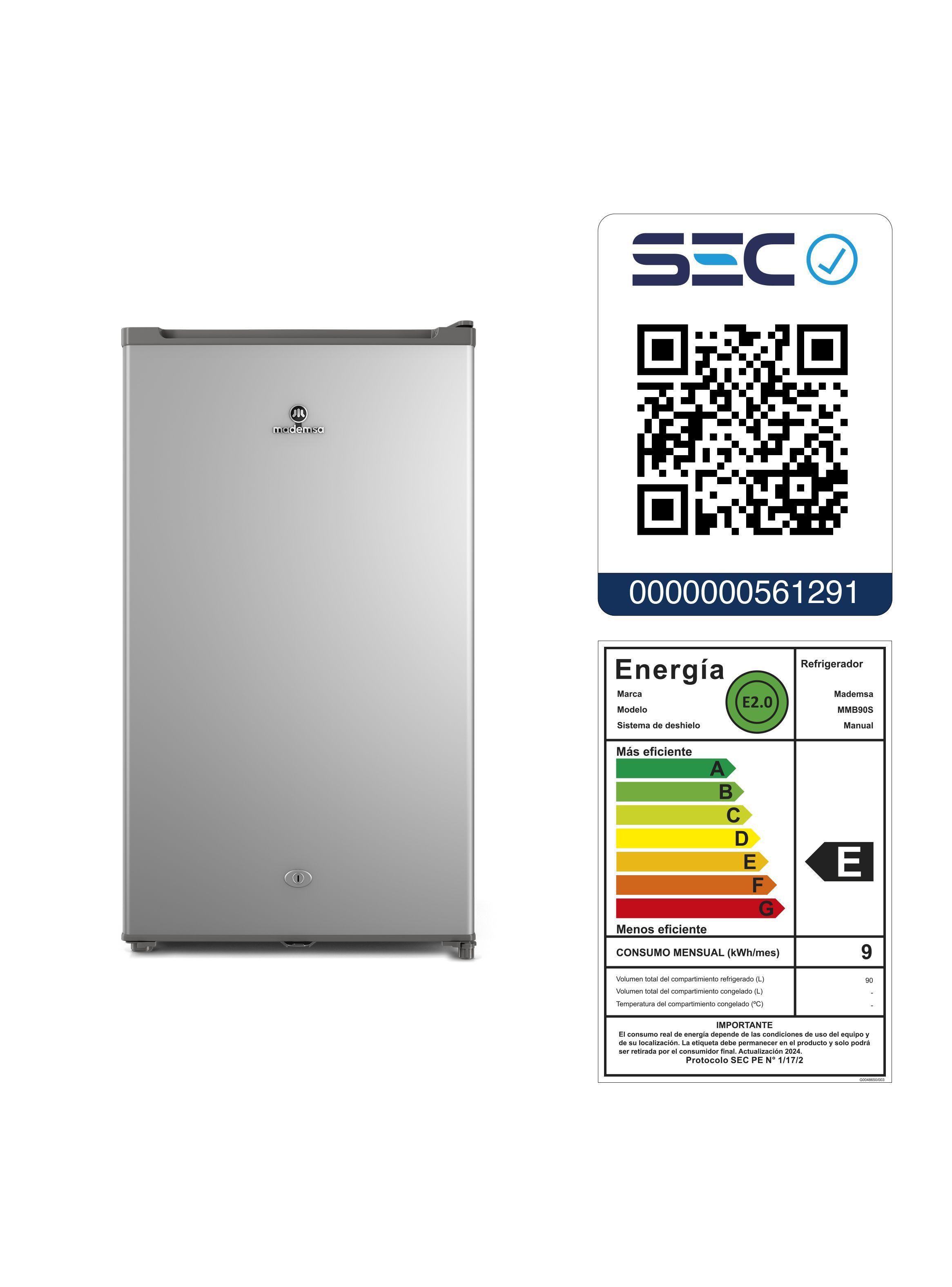 Frigobar 90L Fr o Directo con Llave y Luz LED MMB90S Silver-6