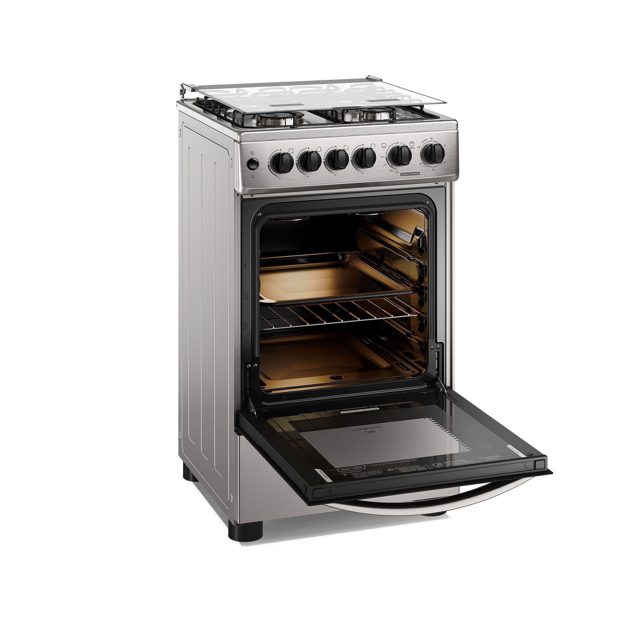 Cocina a Gas 4 Platos Horno Vapor y Grill FM4FSC Inox-3