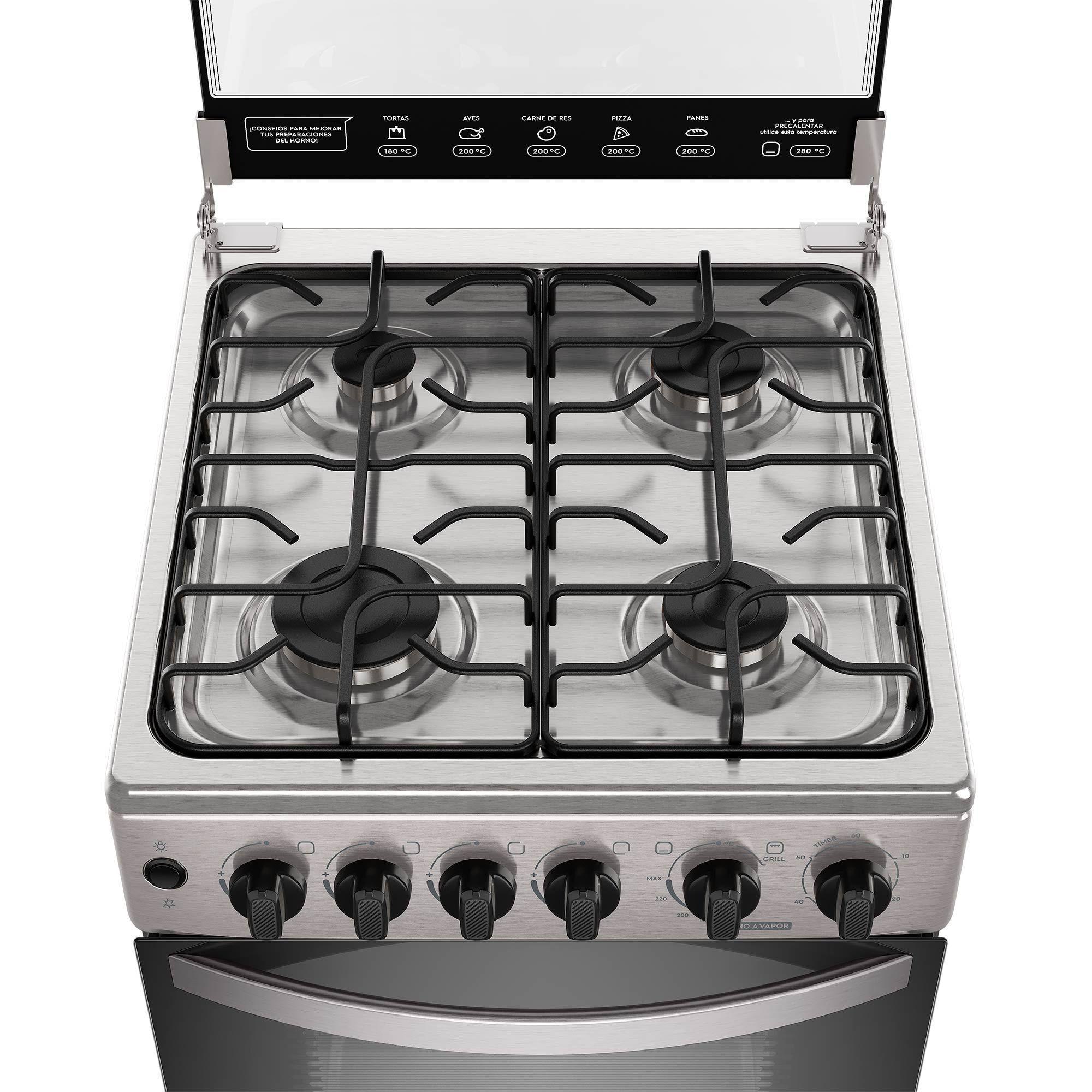 Cocina a Gas 4 Platos Horno Vapor y Grill FM4FSC Inox-4