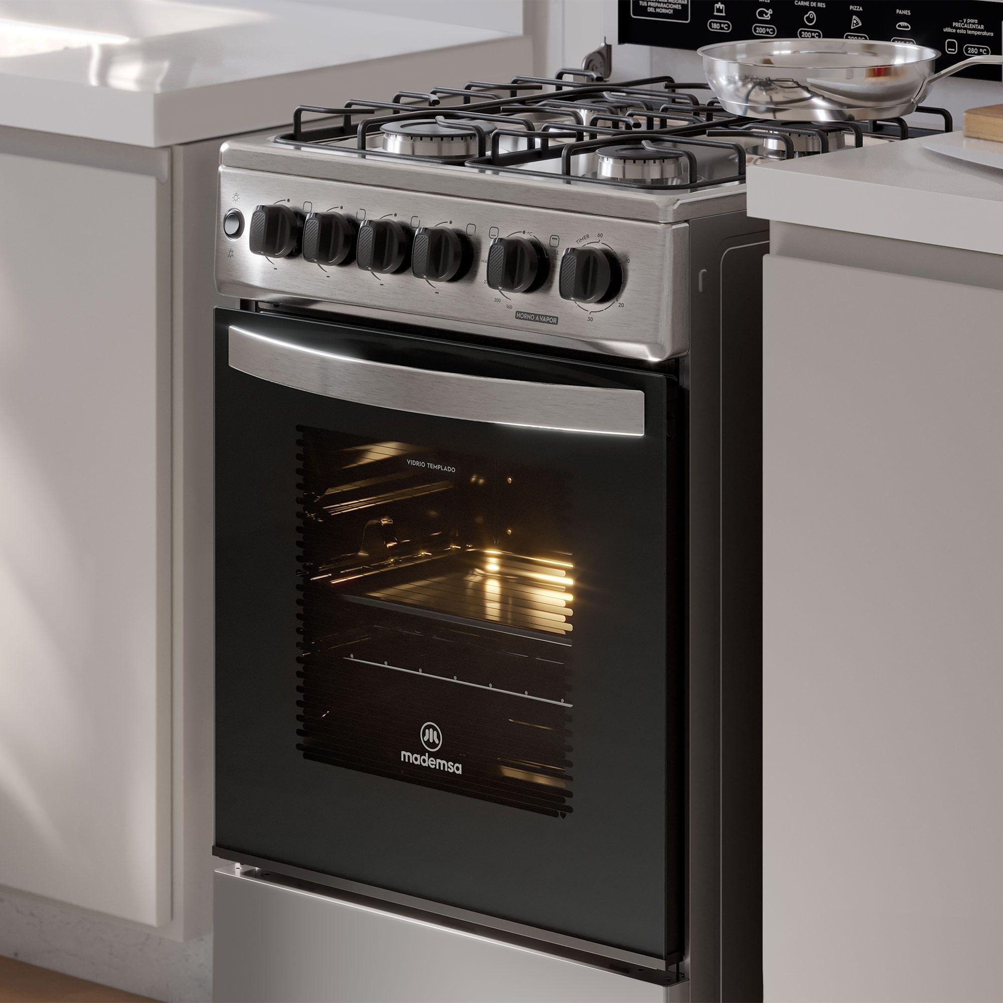 Cocina a Gas 4 Platos Horno Vapor y Grill FM4FSC Inox-6