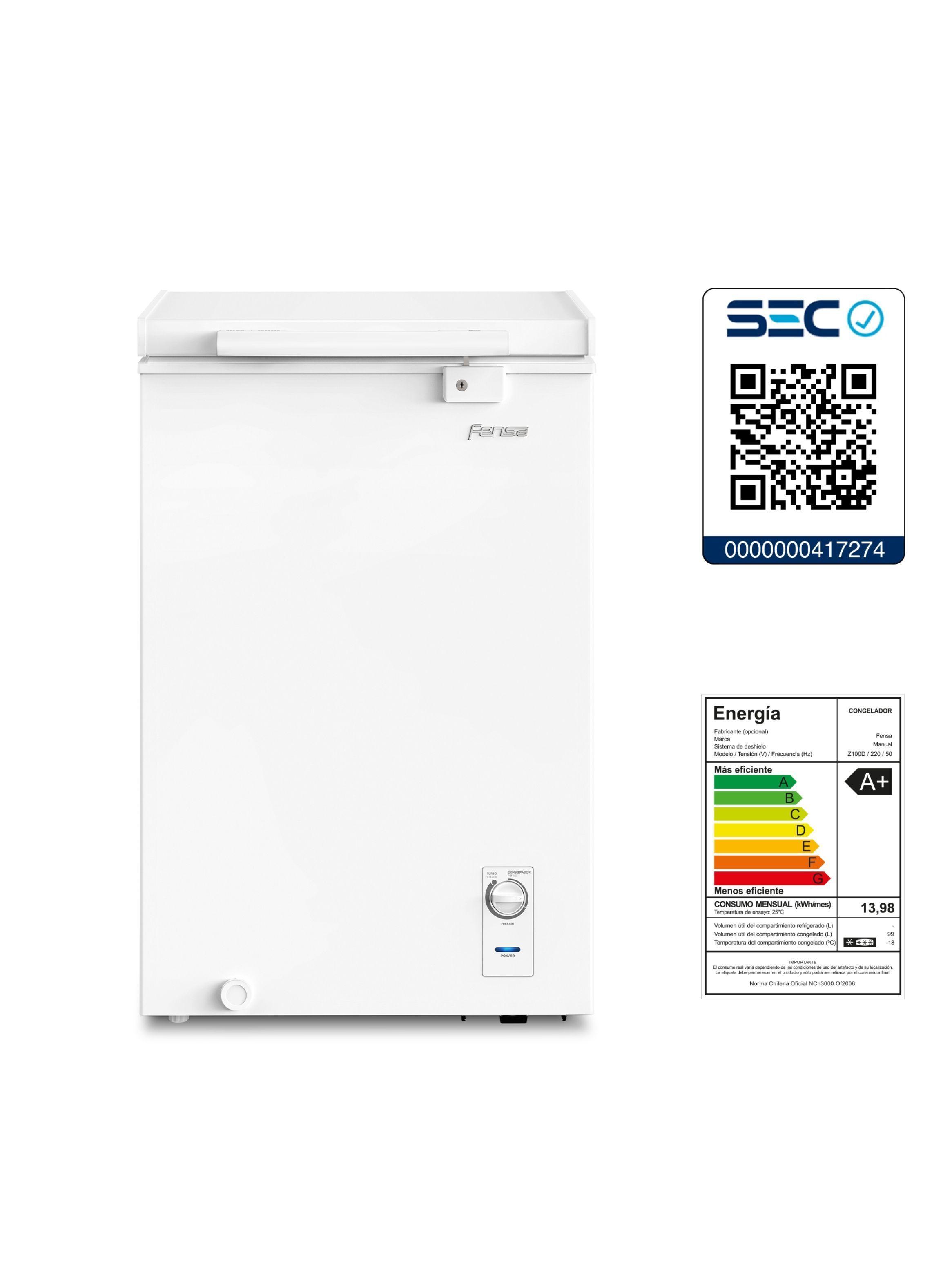 Congelador Freezer Fensa Horizontal 99L Frío Directo Z100D-7
