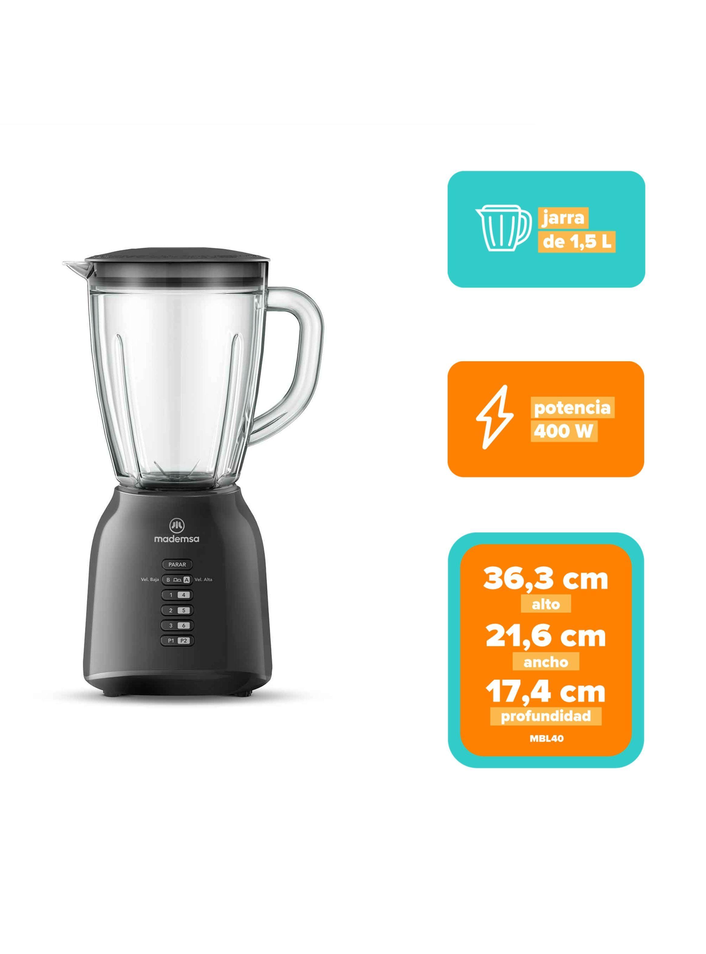 Licuadora Mademsa 1,5L con 6 velocidades 400W MBL40-2