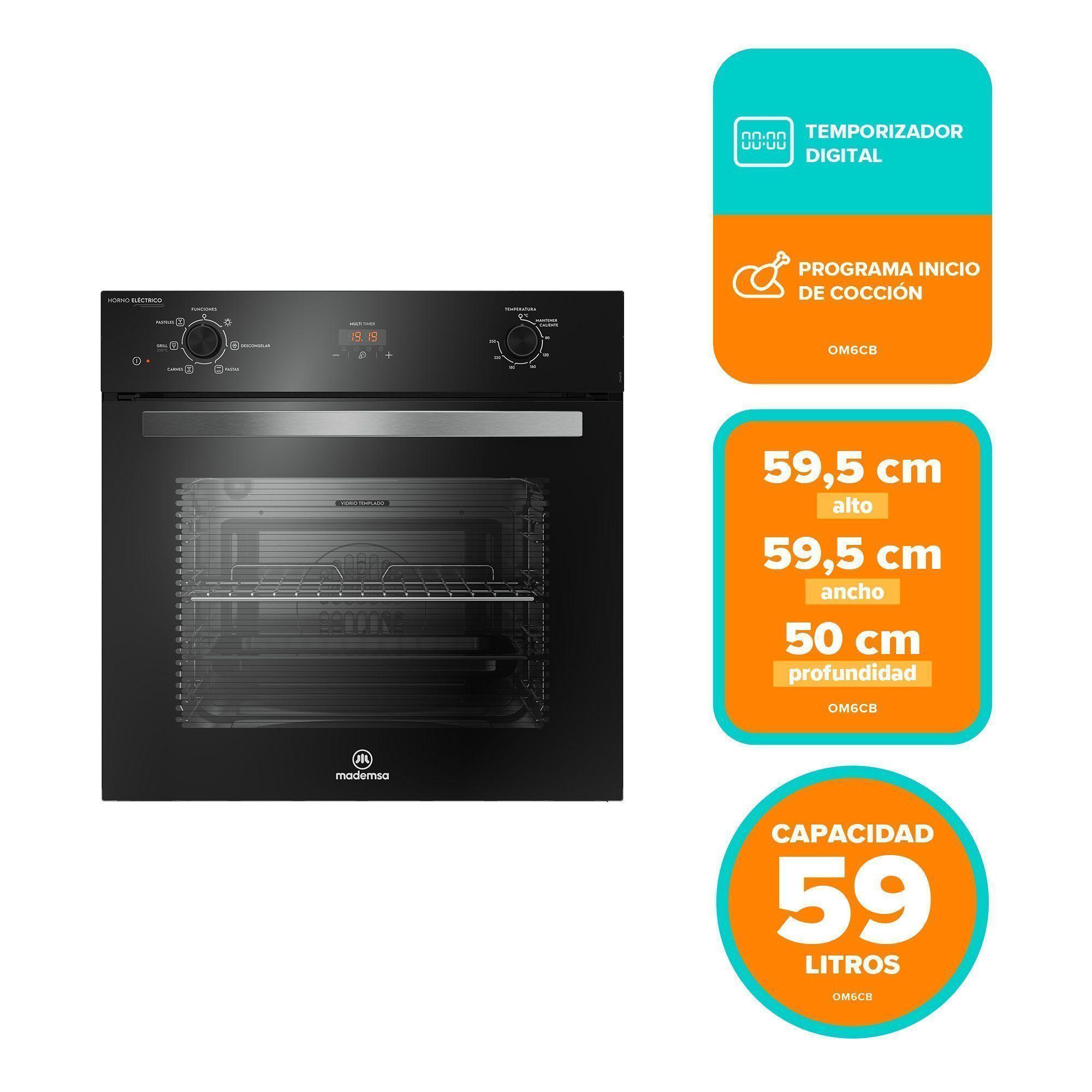 Horno Empotrable Eléctrico 59L Convector y Temporizador OM6CB-2