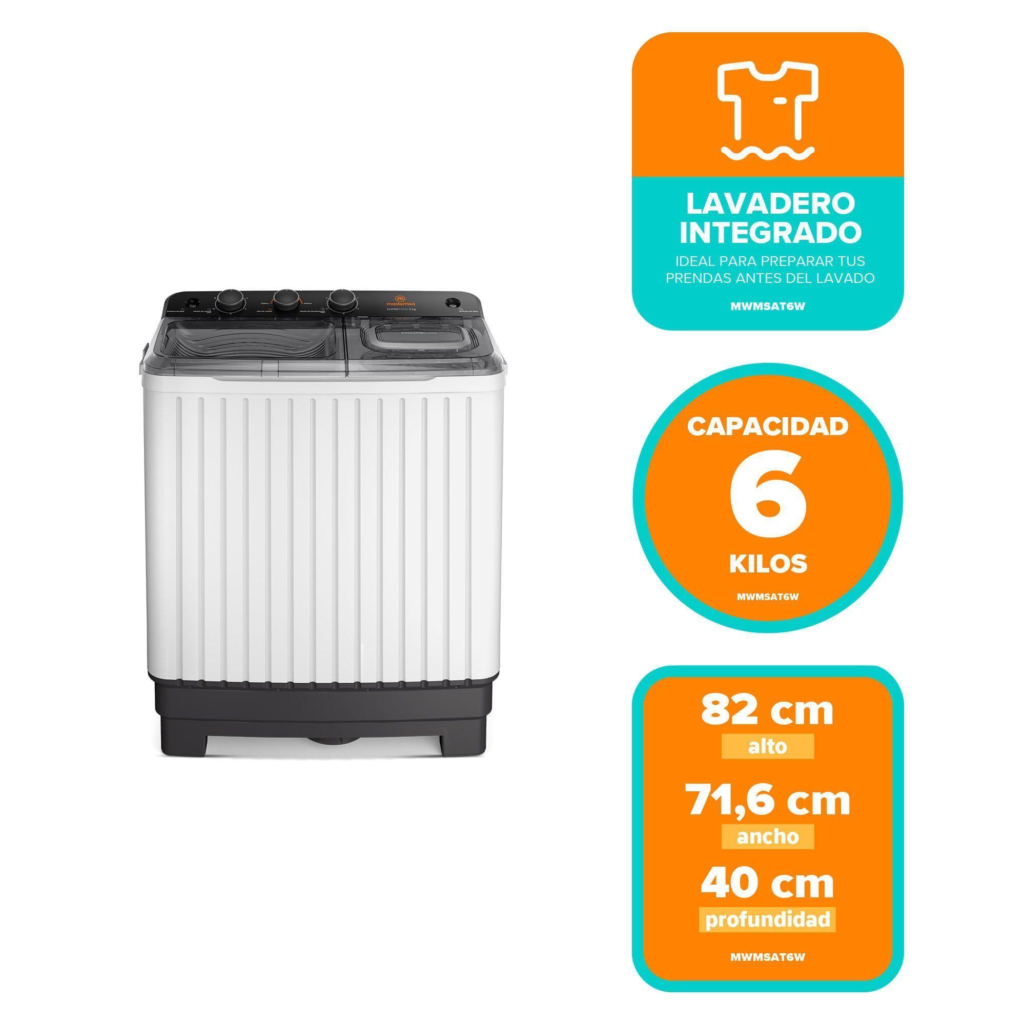 Lavadora Semi Automática Mademsa 6kg Carga Superior MWMSAT6W-2