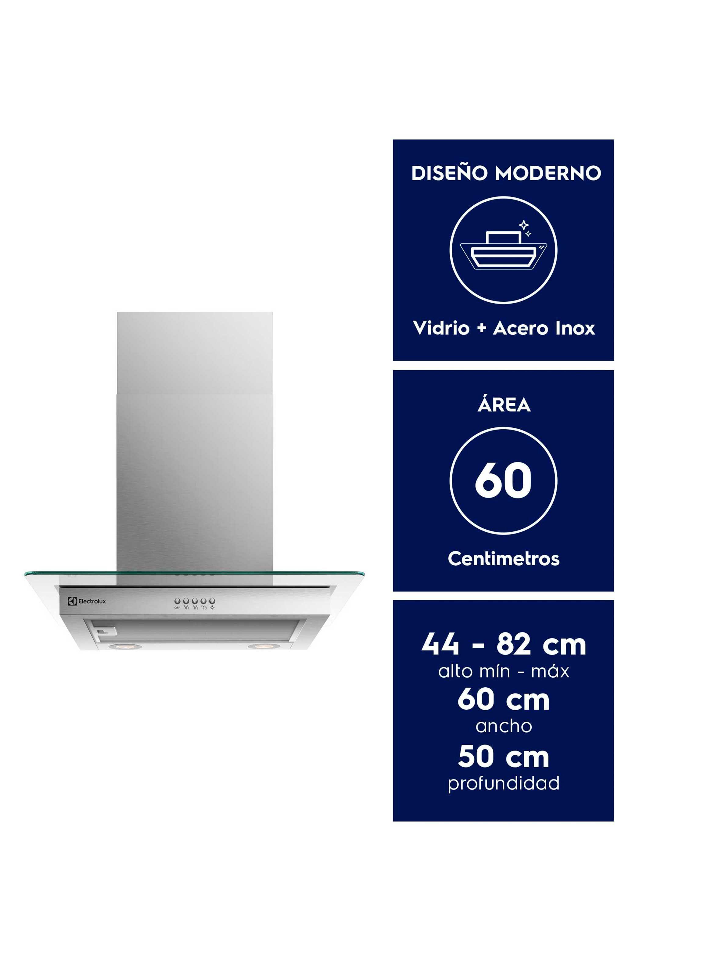 Campana Cocina Pared Decorativa 60cm Luz LED CE6VX Inox-2