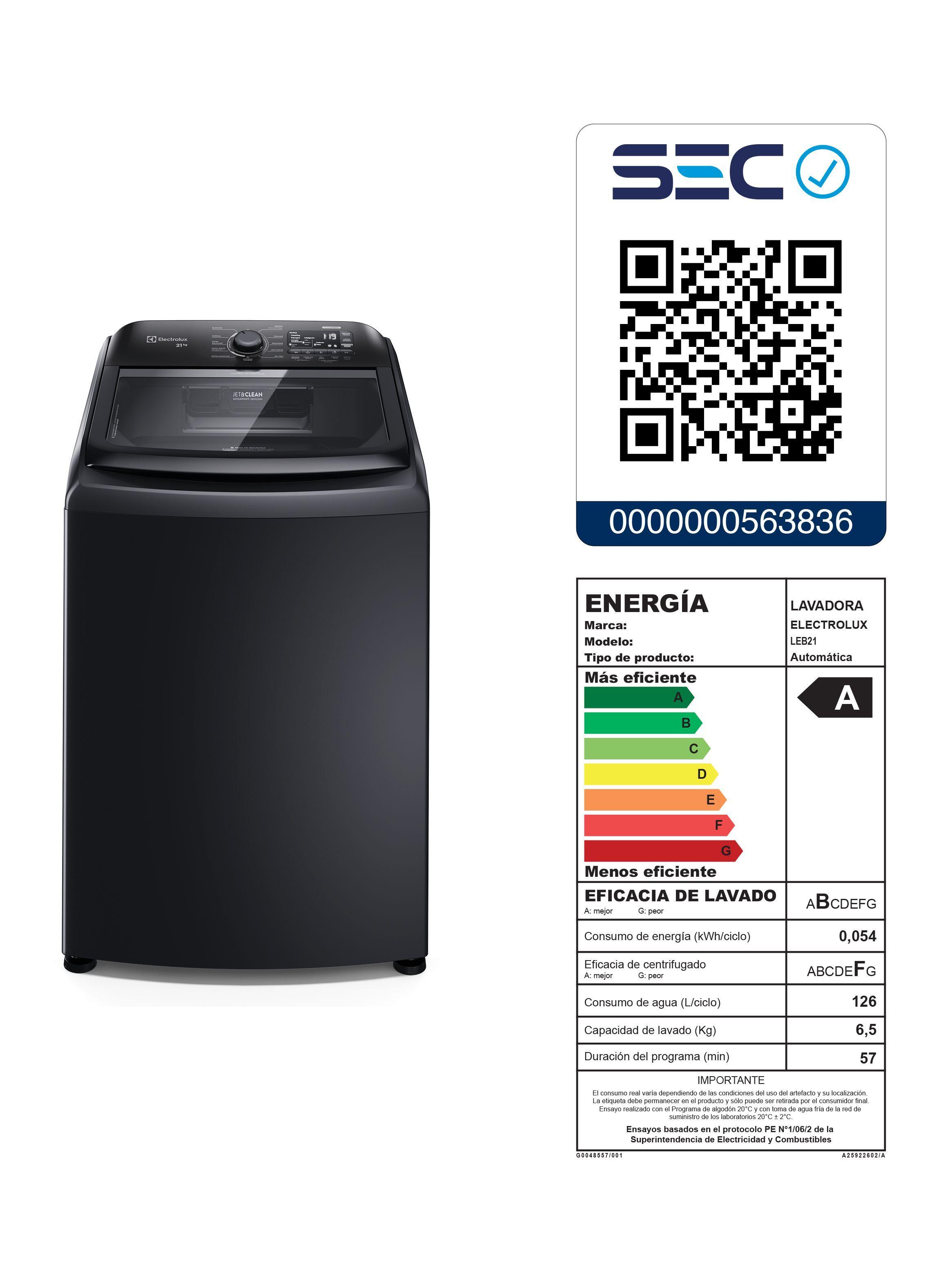 Lavadora Automática 21kg Carga Superior Expert LEB21 Negra-6