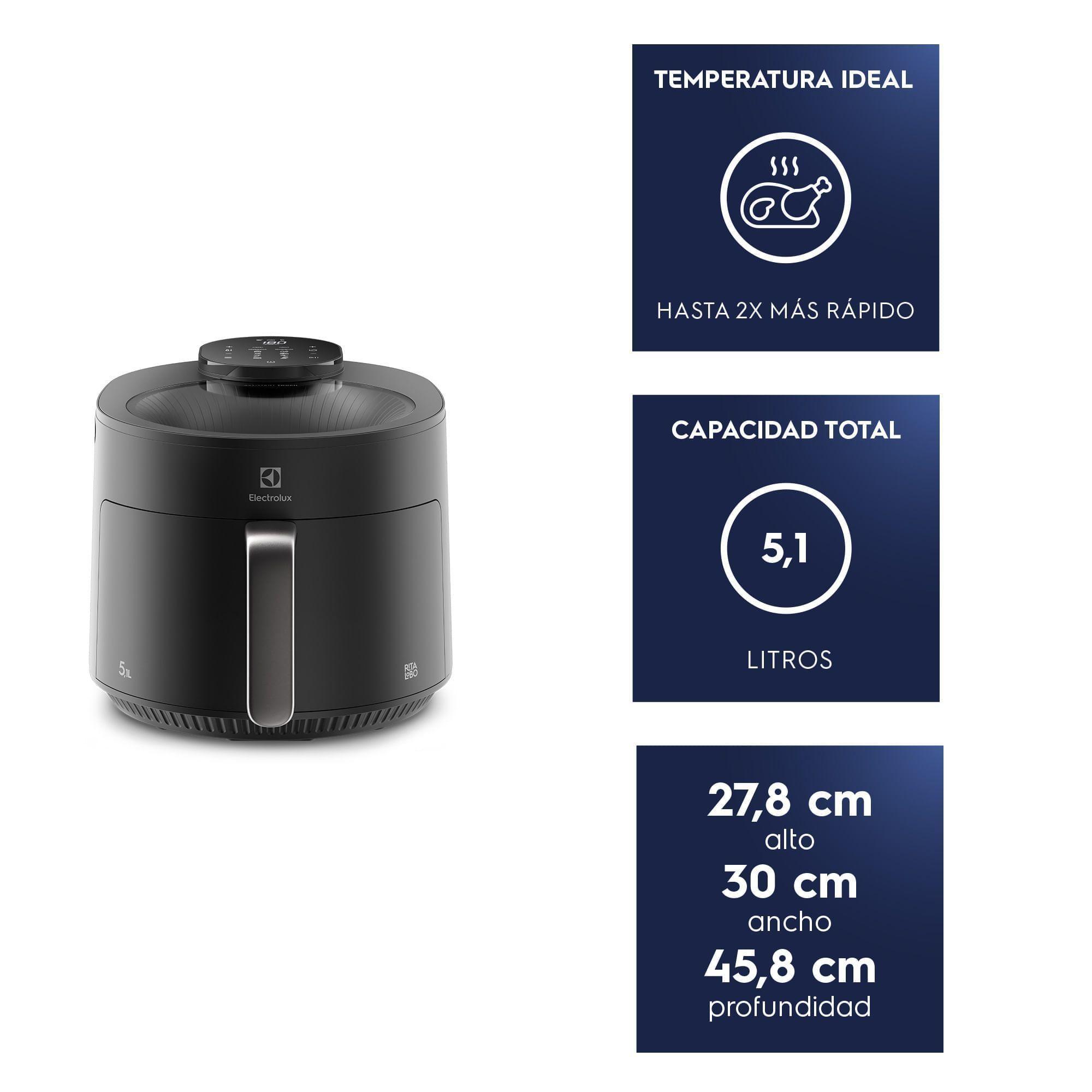 Freidora de Aire 5,1L Panel Digital Visor 360 1500W EAF170-2