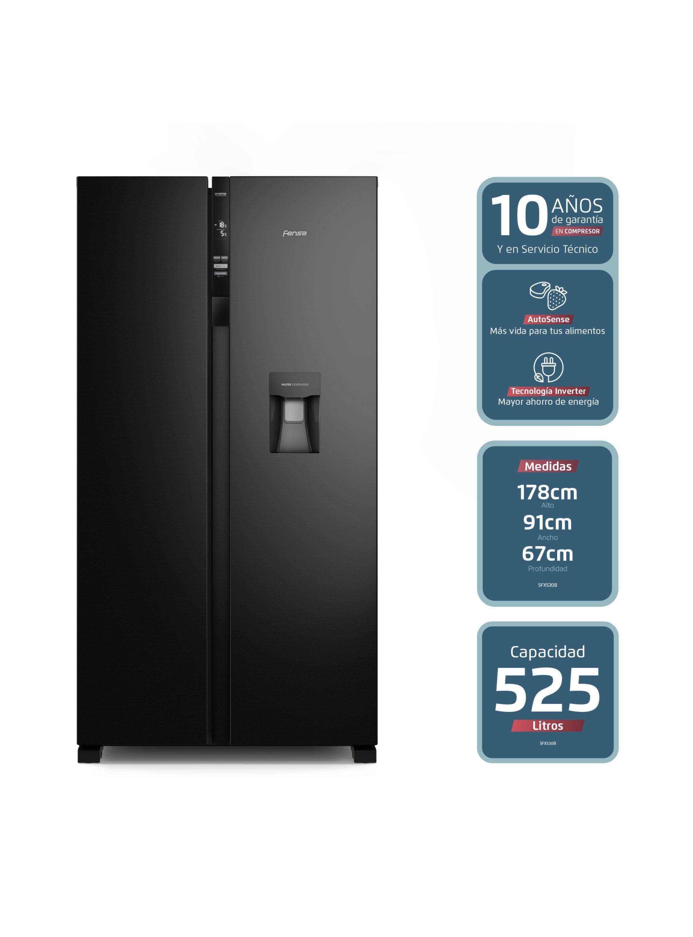 Refrigerador Fensa 525L No Frost Side By Side SFX530B Negro-4