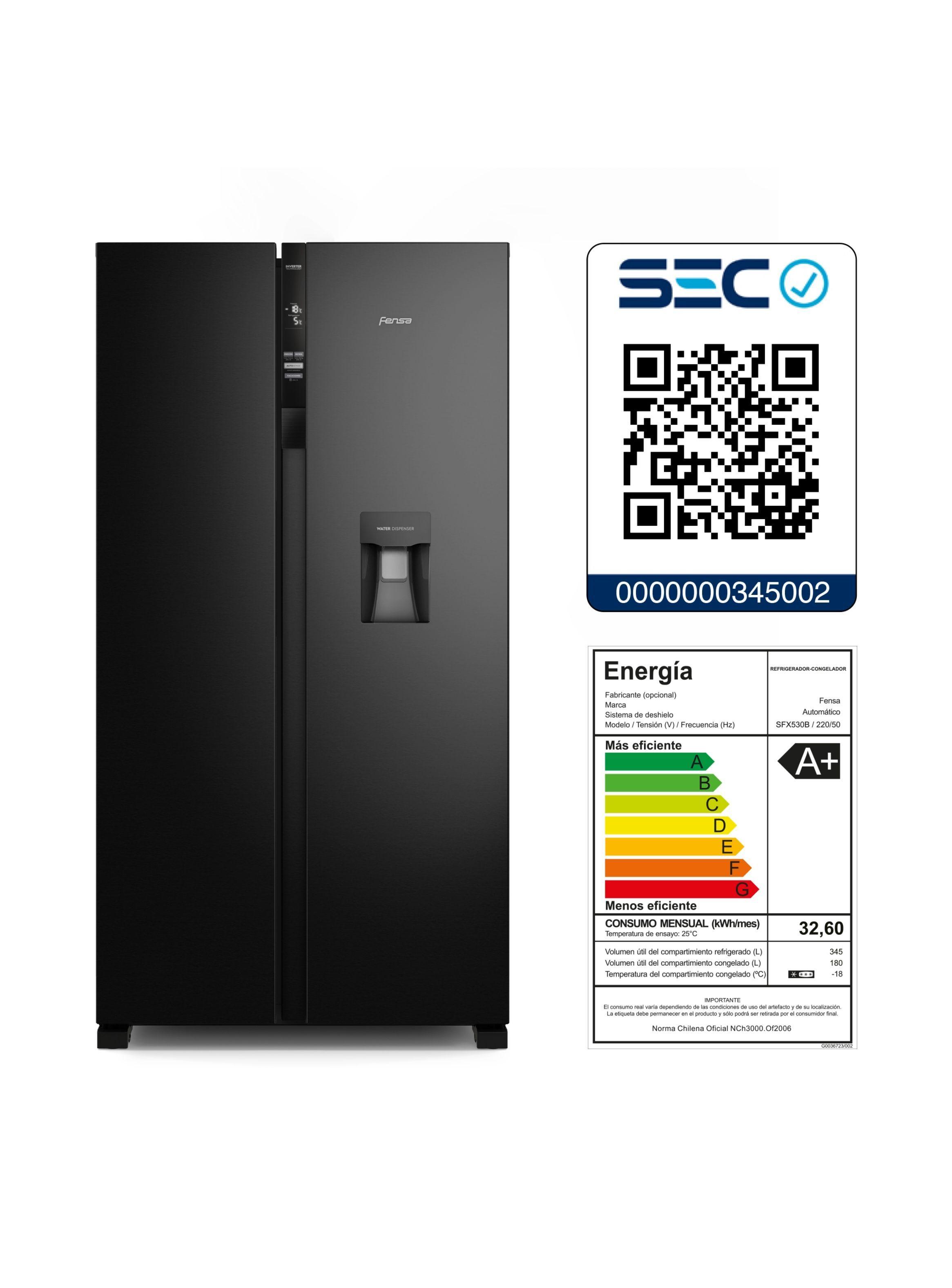 Refrigerador Fensa 525L No Frost Side By Side SFX530B Negro-5
