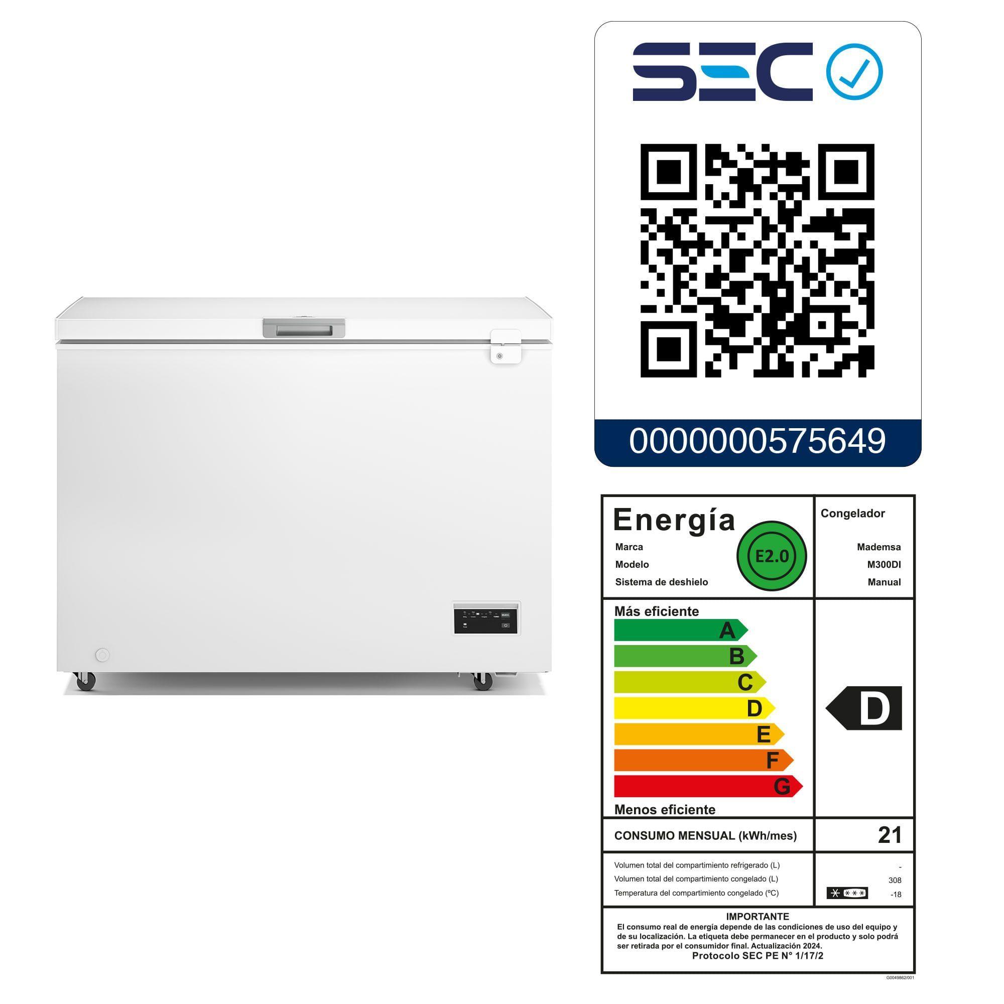 Congelador Freezer Horizontal Dual 308L Inverter Frío Directo M300DI-7