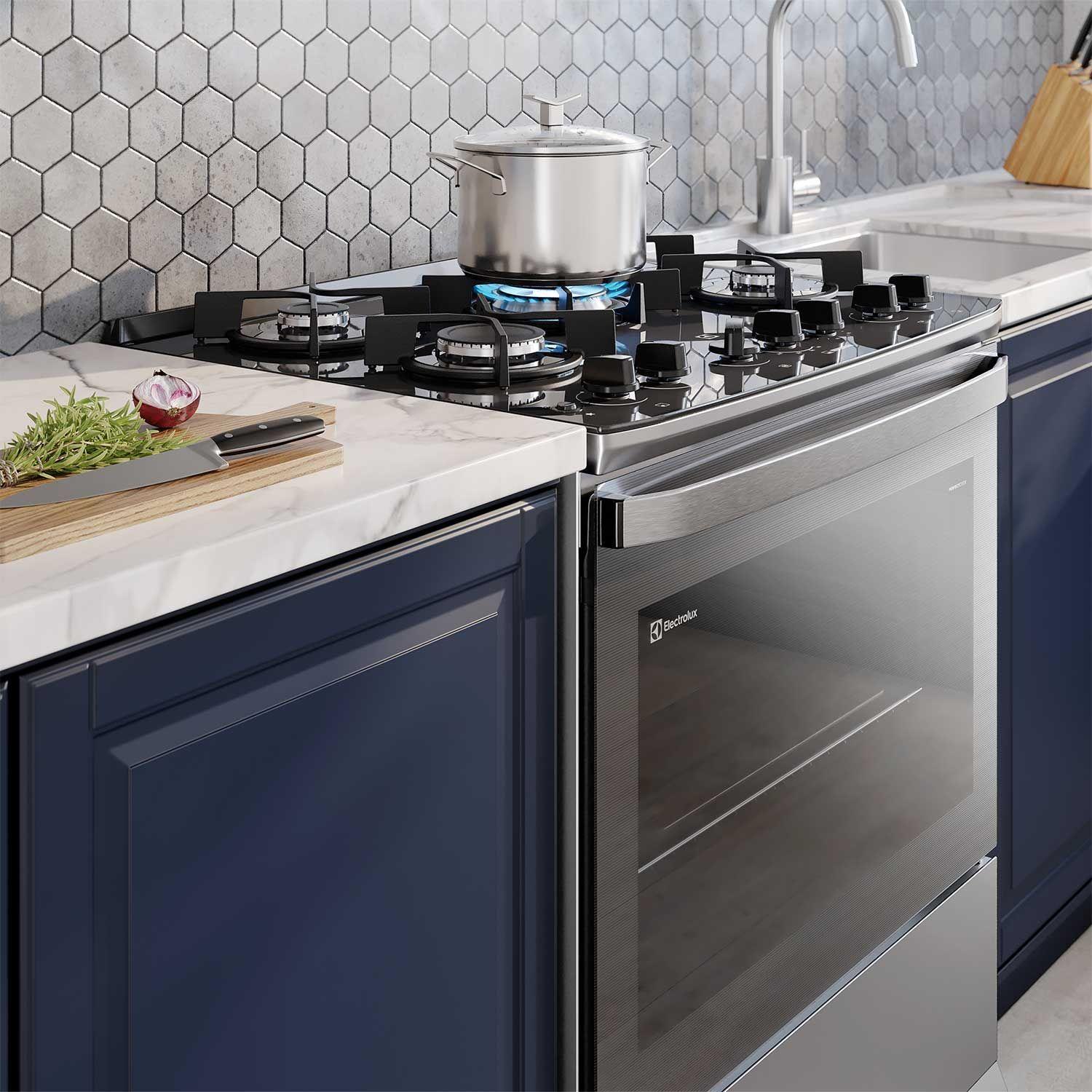 Cocina a Gas 5 Platos Parrillas Hierro Fundido F5EPG Glass-4