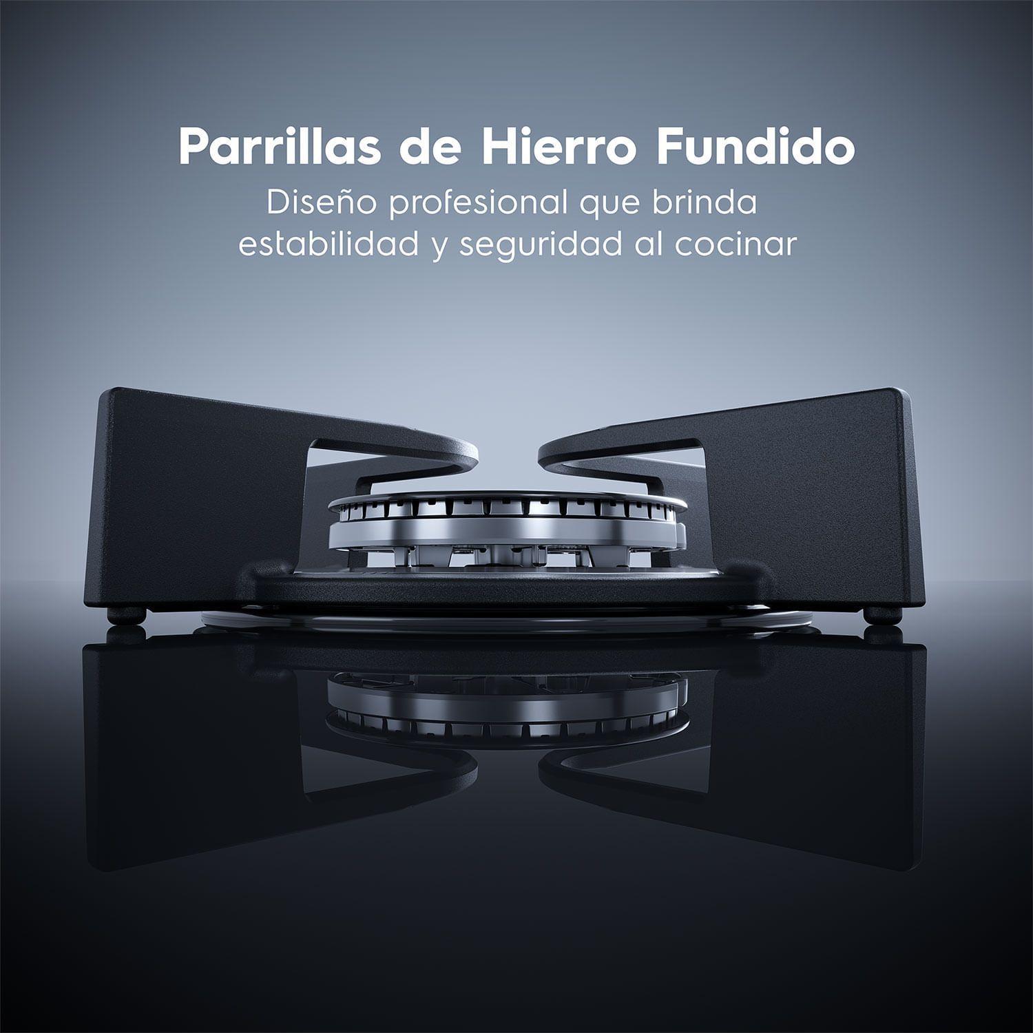 Cocina a Gas 5 Platos Parrillas Hierro Fundido F5EPG Glass-8