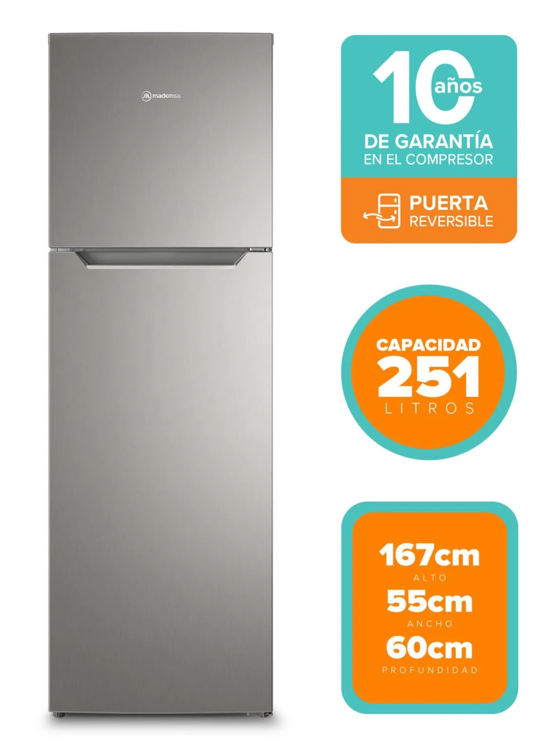 Refrigerador Mademsa 251L No Frost Top Freezer Altus 1250-4