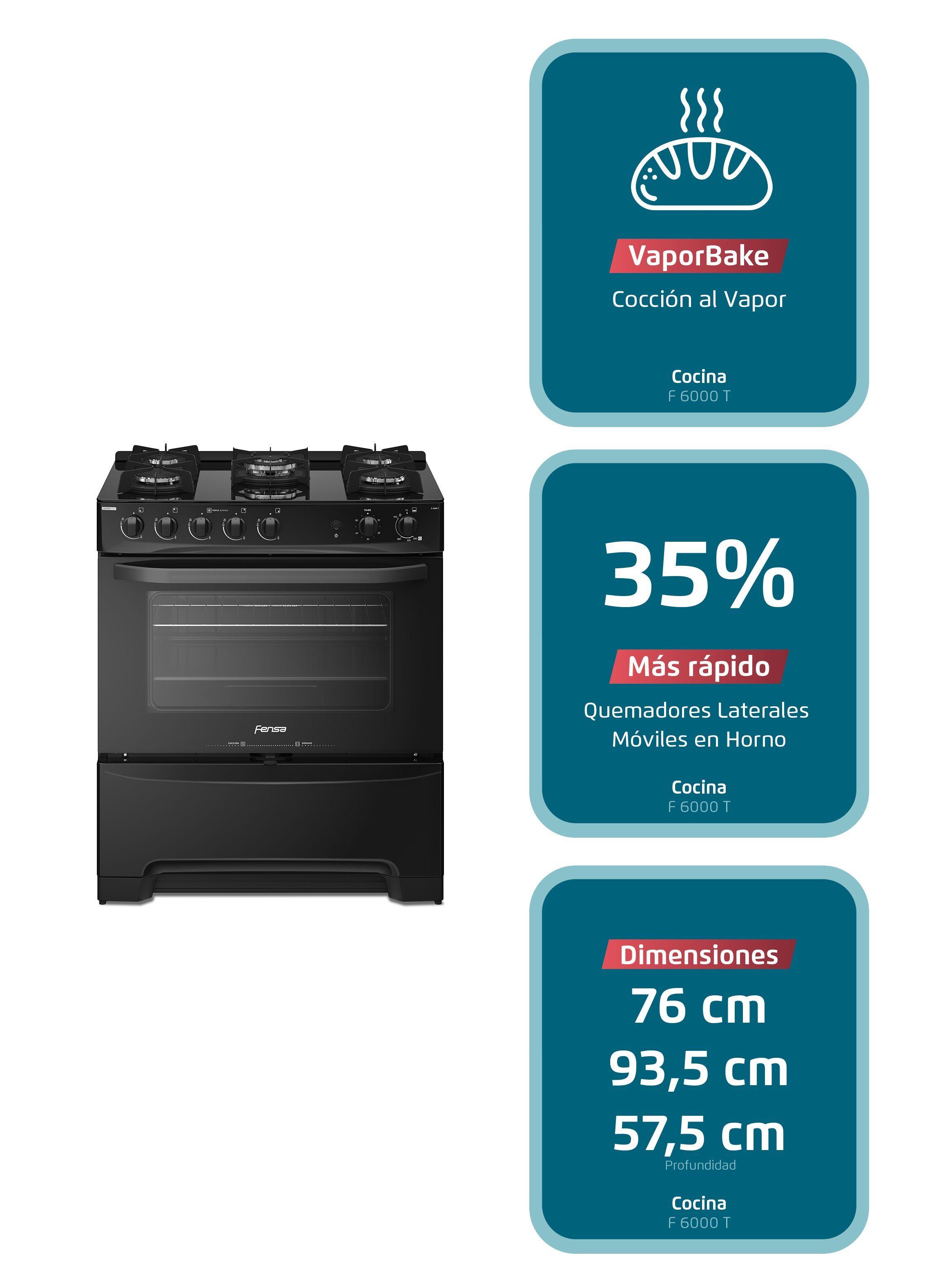 Cocina a Gas 5 Platos Fensa VaporBake F 6000 T-2