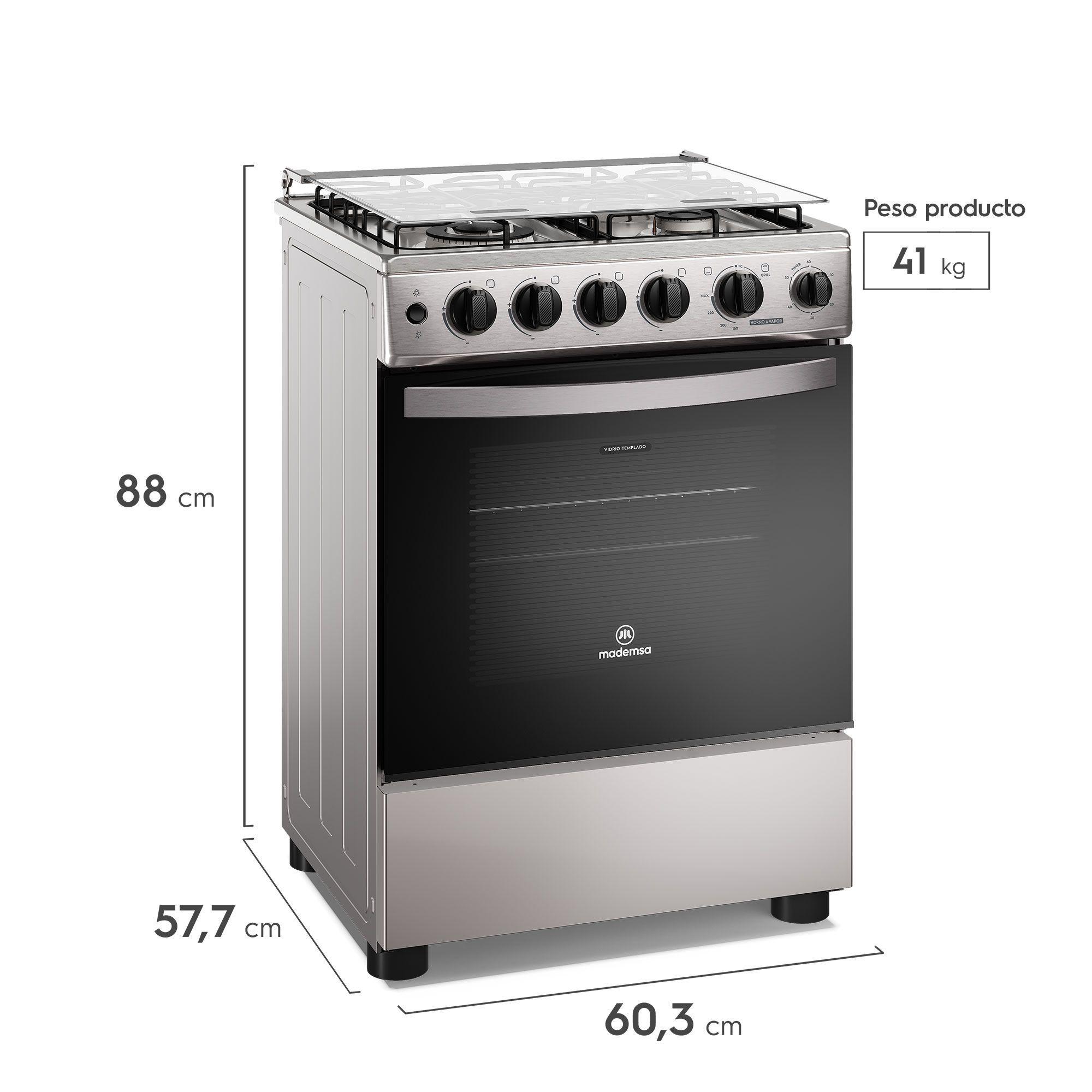 Cocina a Gas 4 Platos Horno Vapor y Triple Llama FM4SSC Inox-1