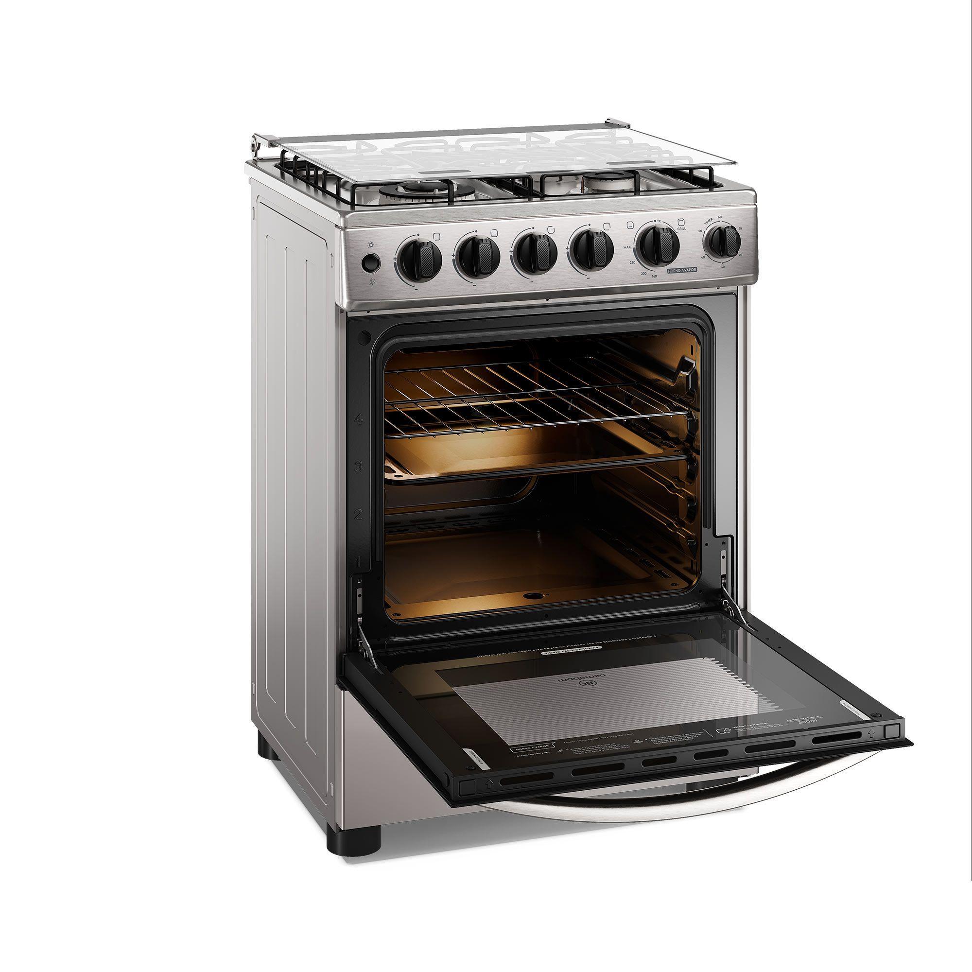 Cocina a Gas 4 Platos Horno Vapor y Triple Llama FM4SSC Inox-3