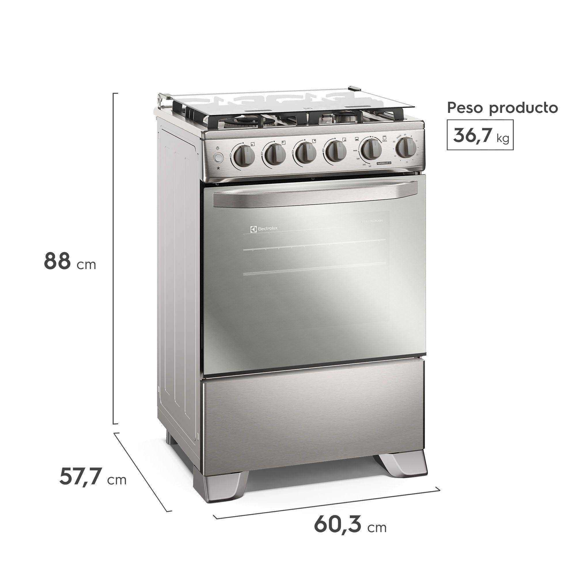 Cocina a Gas 4 Platos VaporBake, Triple Llama y Grill FE4SXC Inox-1