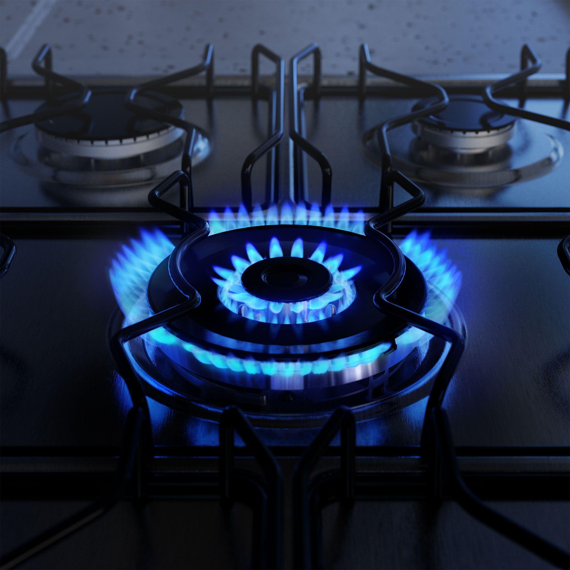 Cocina a Gas 4 Platos VaporBake, Triple Llama y Grill FE4SXC Inox-4