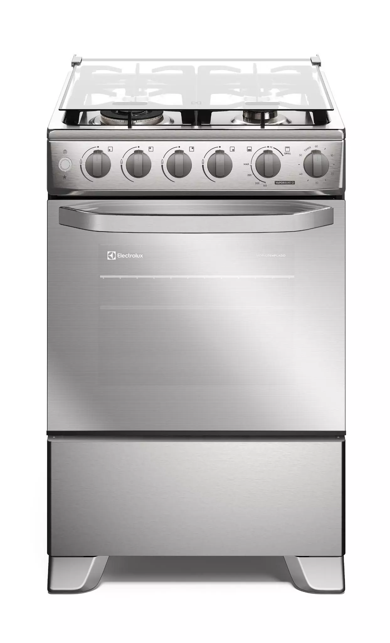 Cocina a Gas 4 Platos VaporBake, Triple Llama y Grill FE4SXC Inox-0