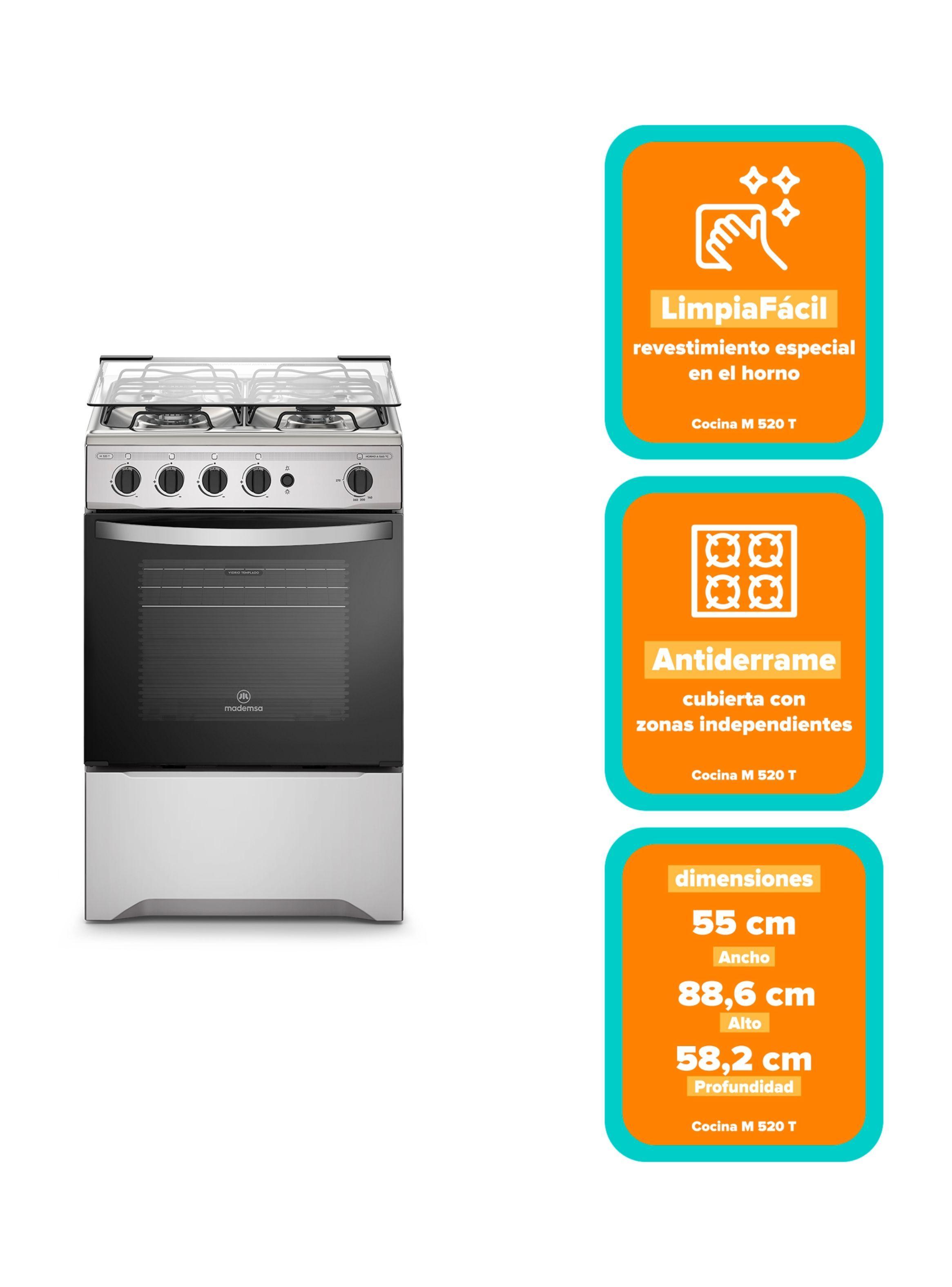 Cocina a Gas 4 Platos Mademsa Botón de Encendido M 520 T-2