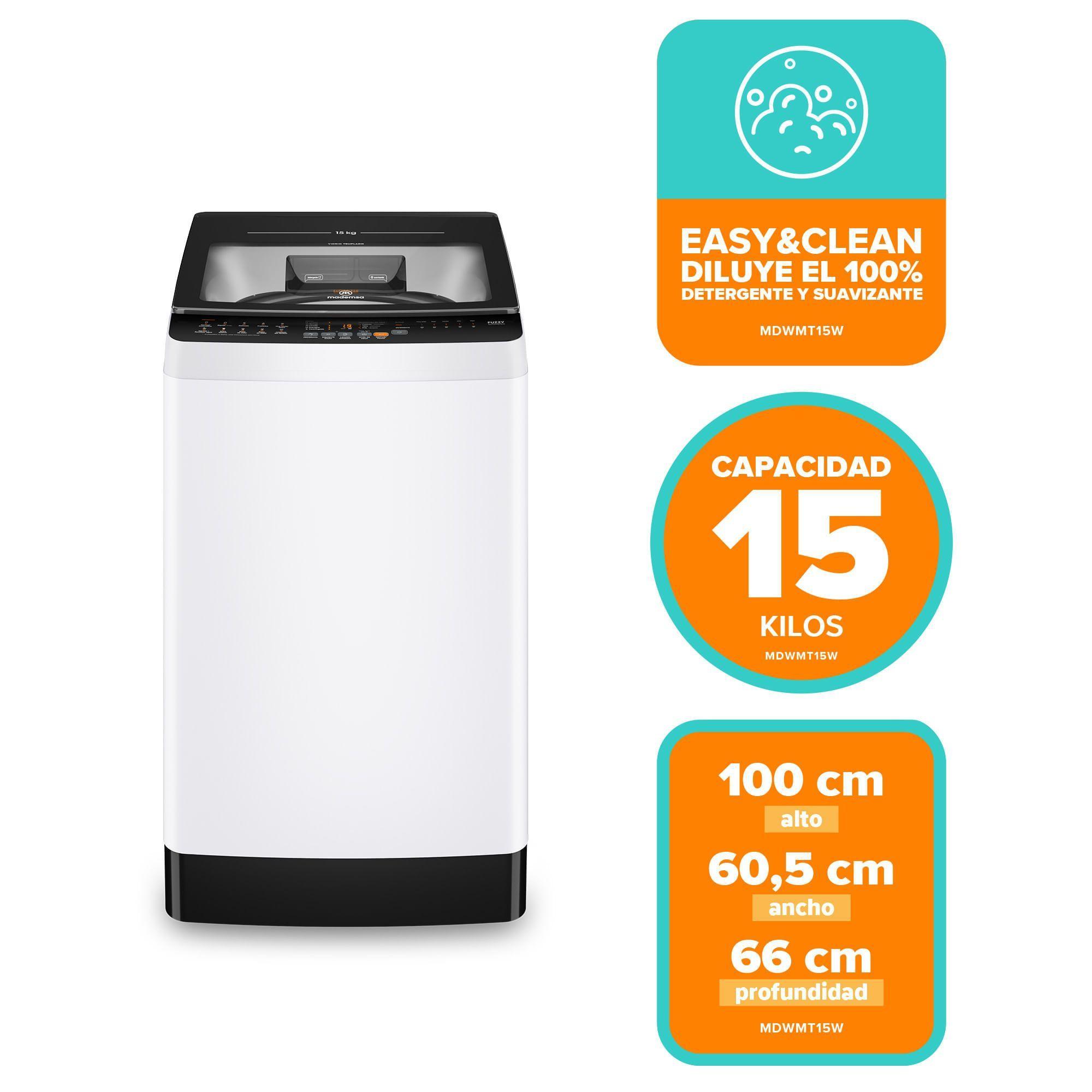 Lavadora Automática 15Kg Carga Superior MDWMT15W Blanca-2