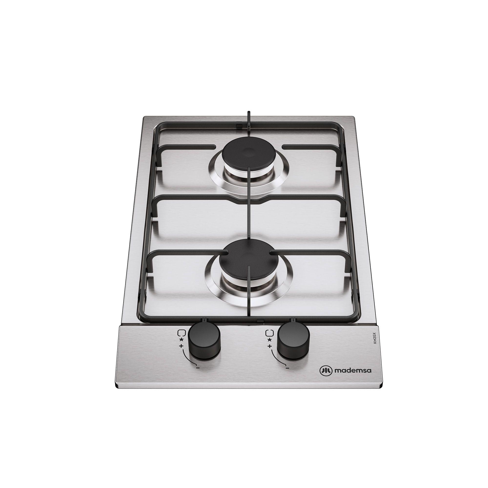 Encimera a Gas 2 Platos Parrilla Pletina KM2GX Inox-0