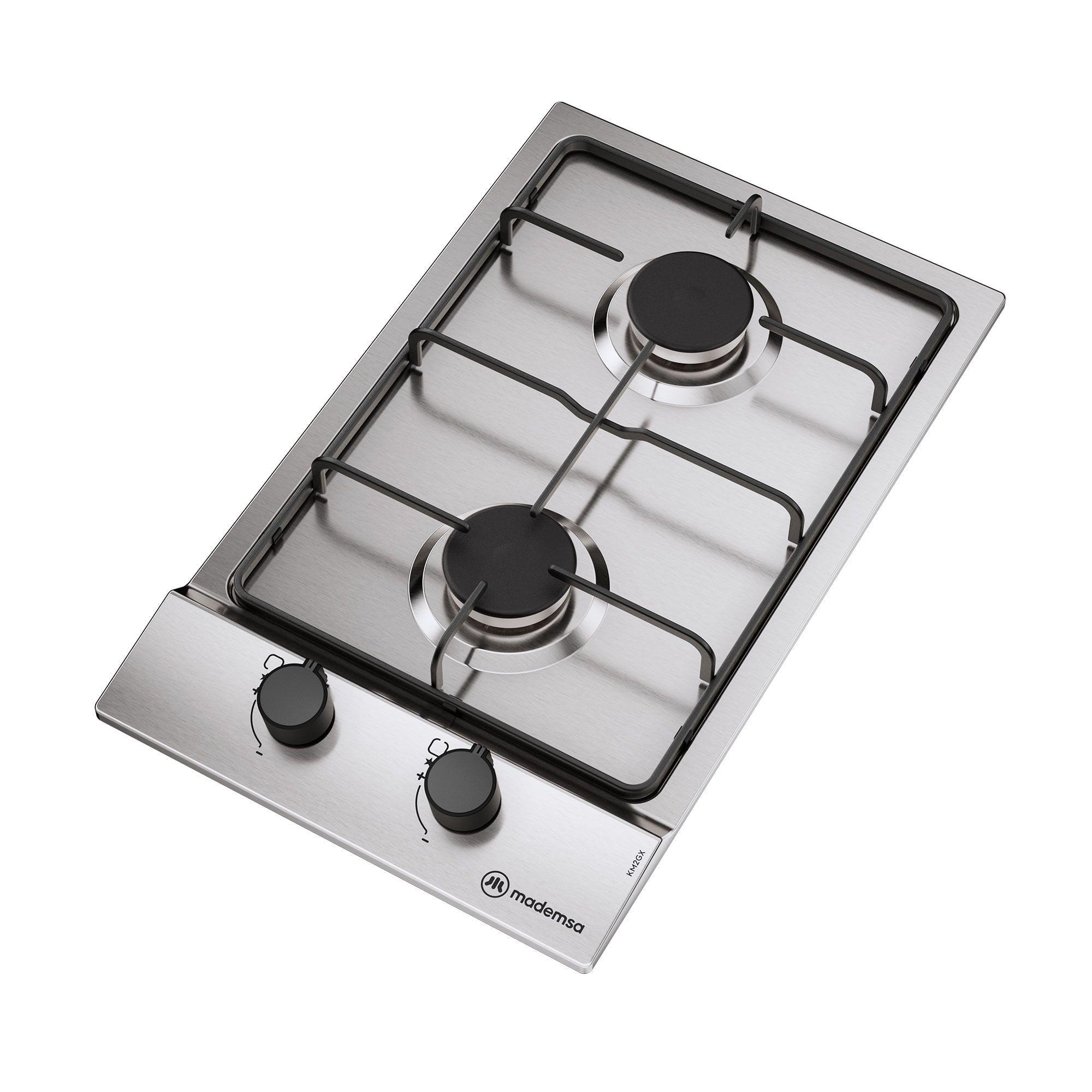 Encimera a Gas 2 Platos Parrilla Pletina KM2GX Inox-4