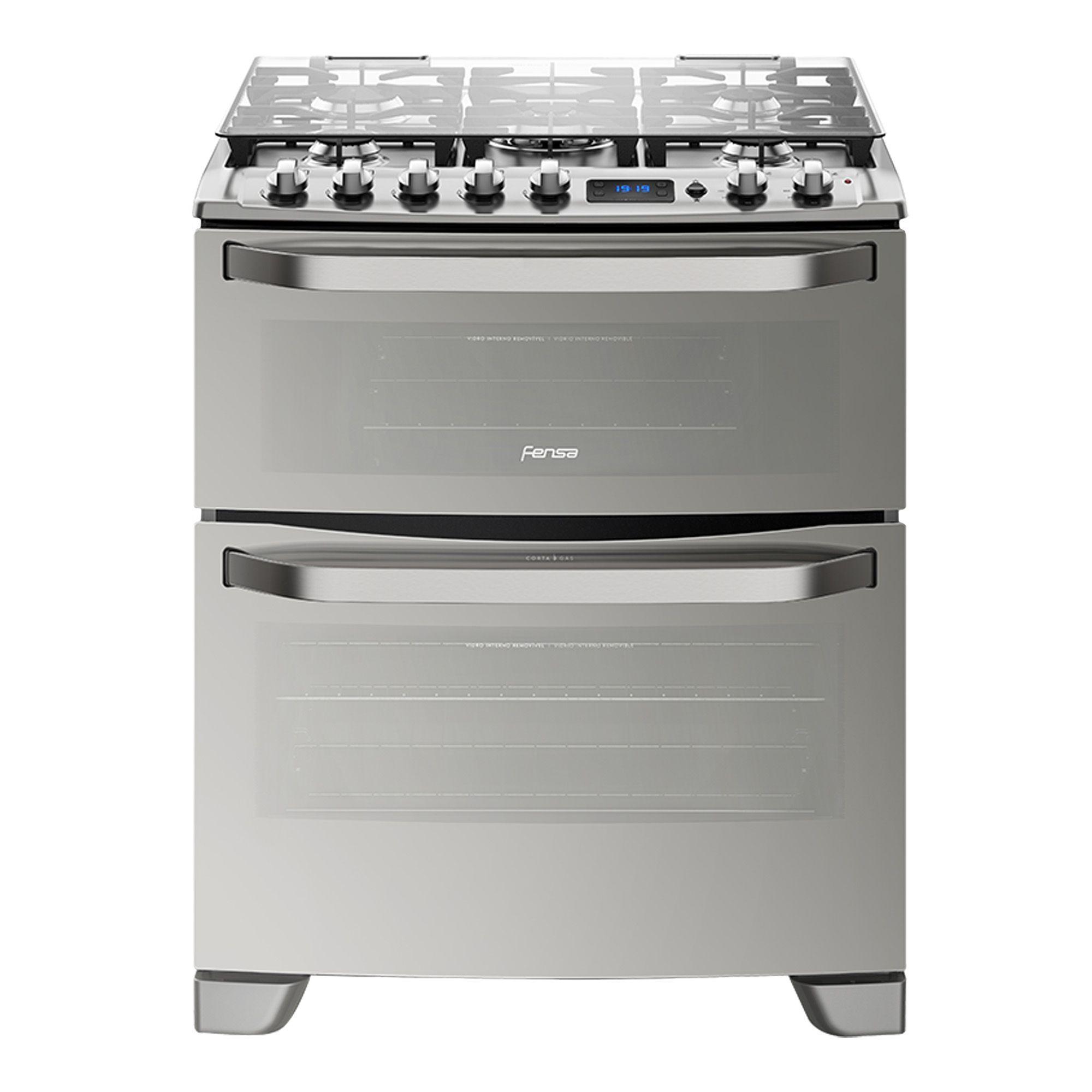 Cocina a Gas 5 Platos Fensa Doble Horno 76 DXT Inox-0
