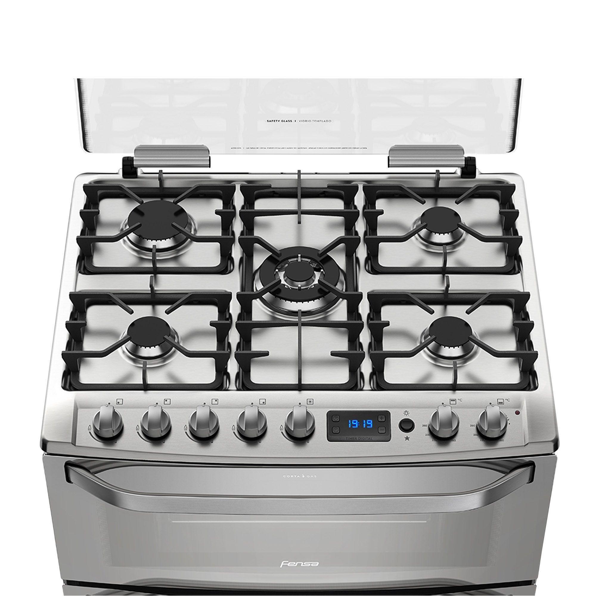Cocina a Gas 5 Platos Fensa Doble Horno 76 DXT Inox-3