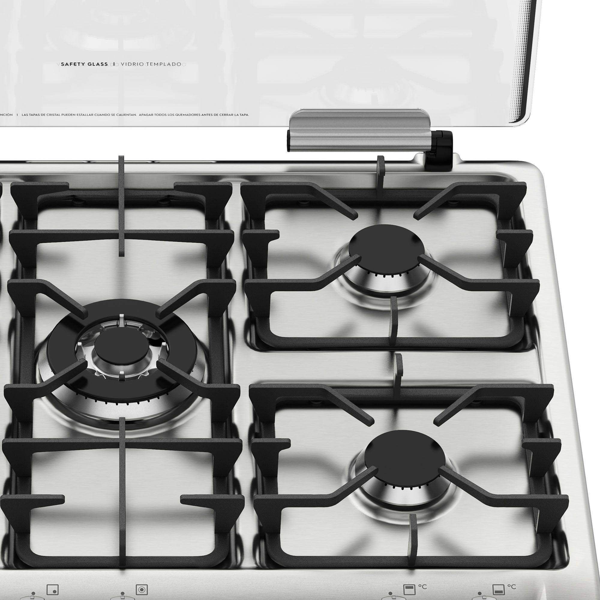 Cocina a Gas 5 Platos Fensa Doble Horno 76 DXT Inox-4