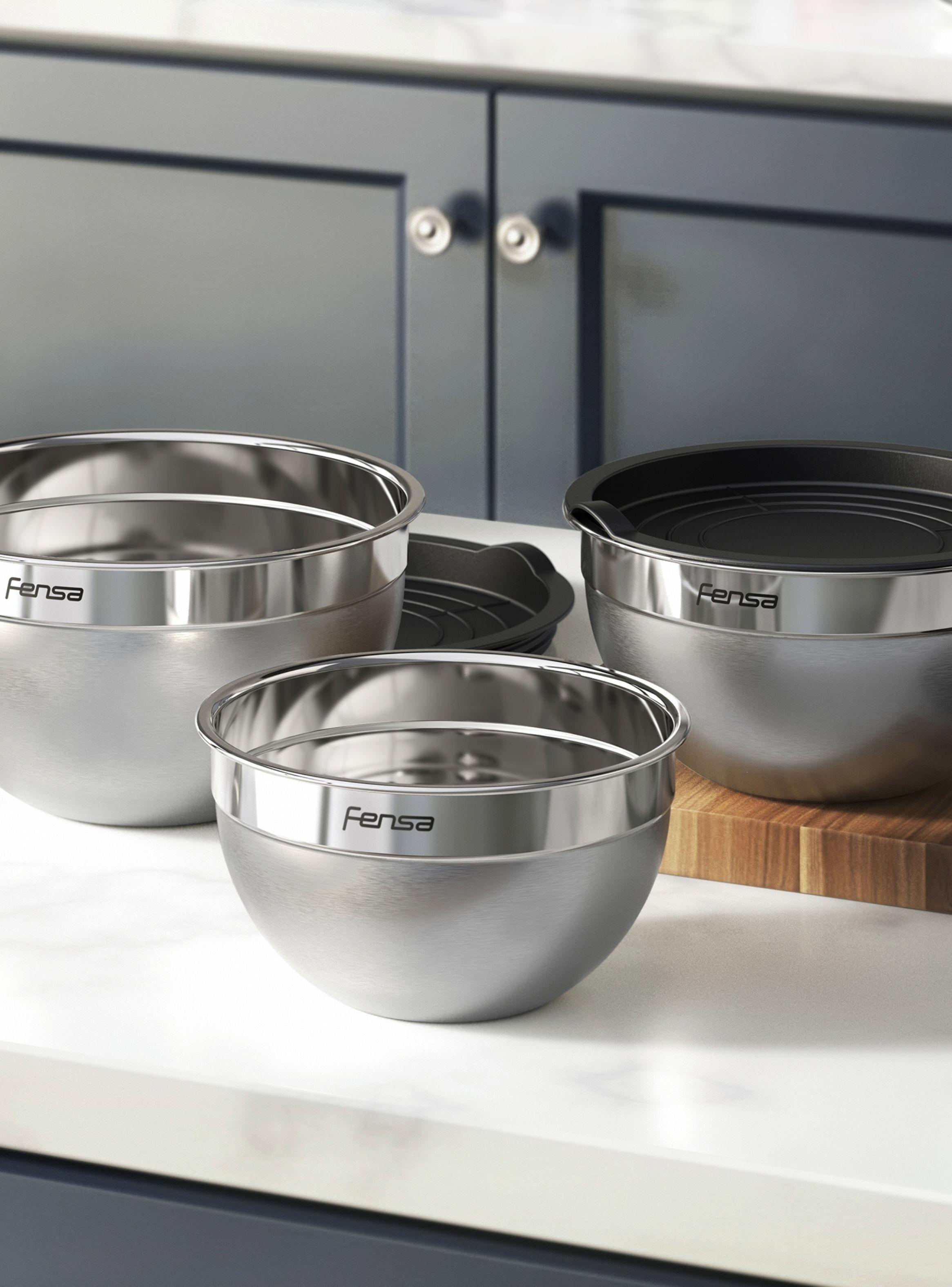 Set Bowls Acero Inoxidable Fensa 3 Unidades Tapa de Plástico-4