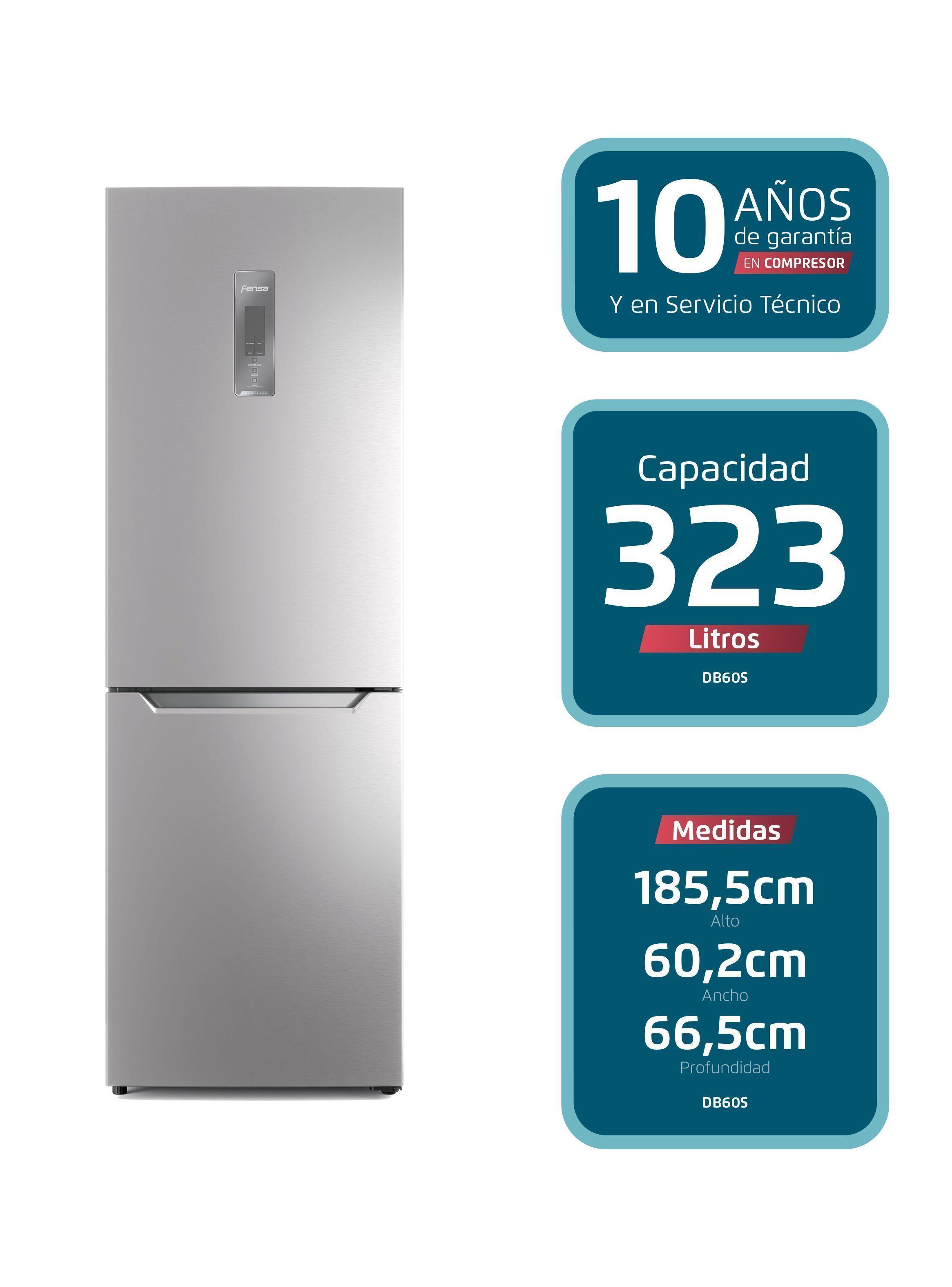 Refrigerador Fensa 323L No Frost Bottom Freezer DB60S Inox-2