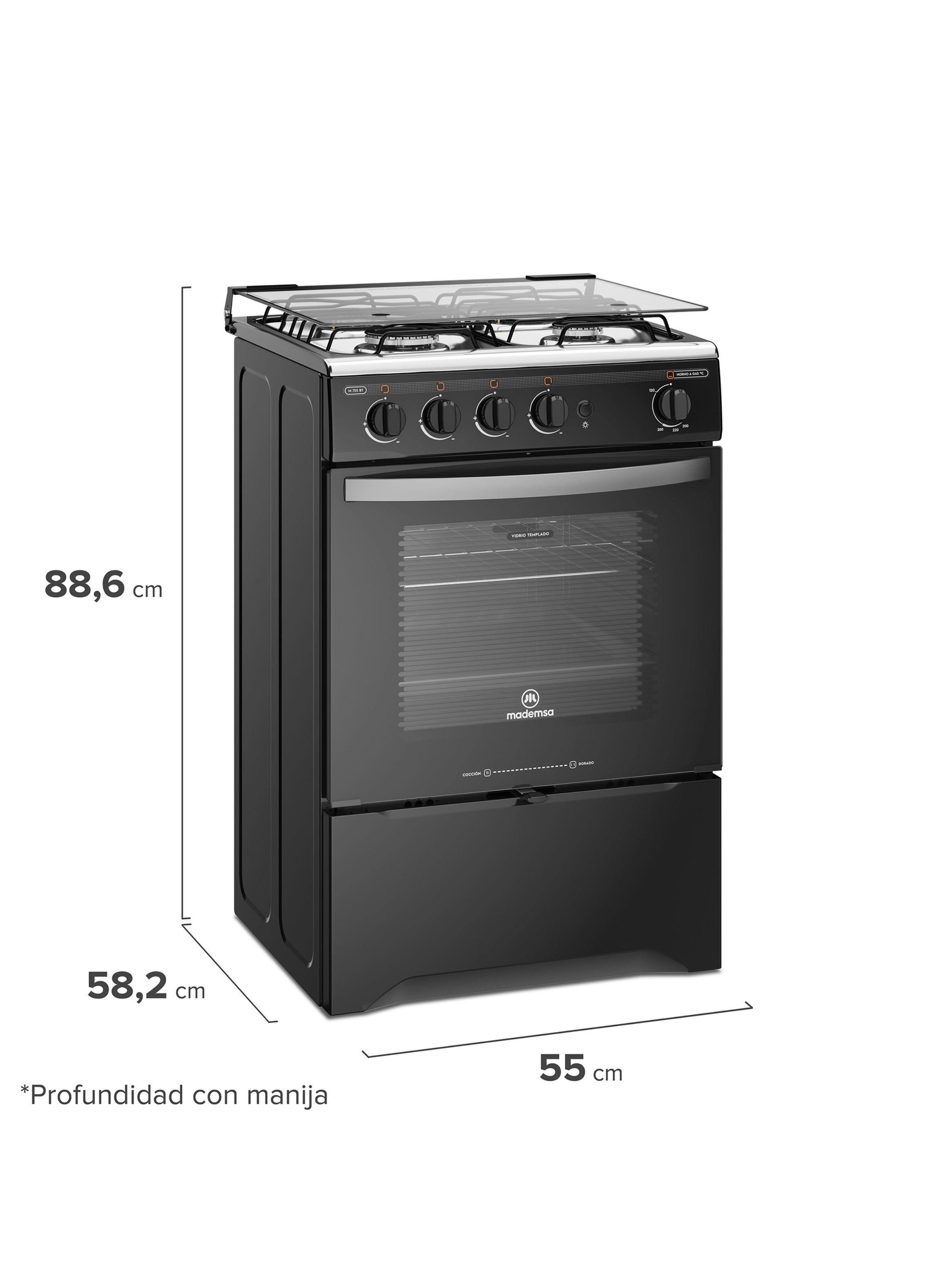 Cocina a Gas 4 Platos Mademsa LimpiaFácil M 755 BT Negra-1