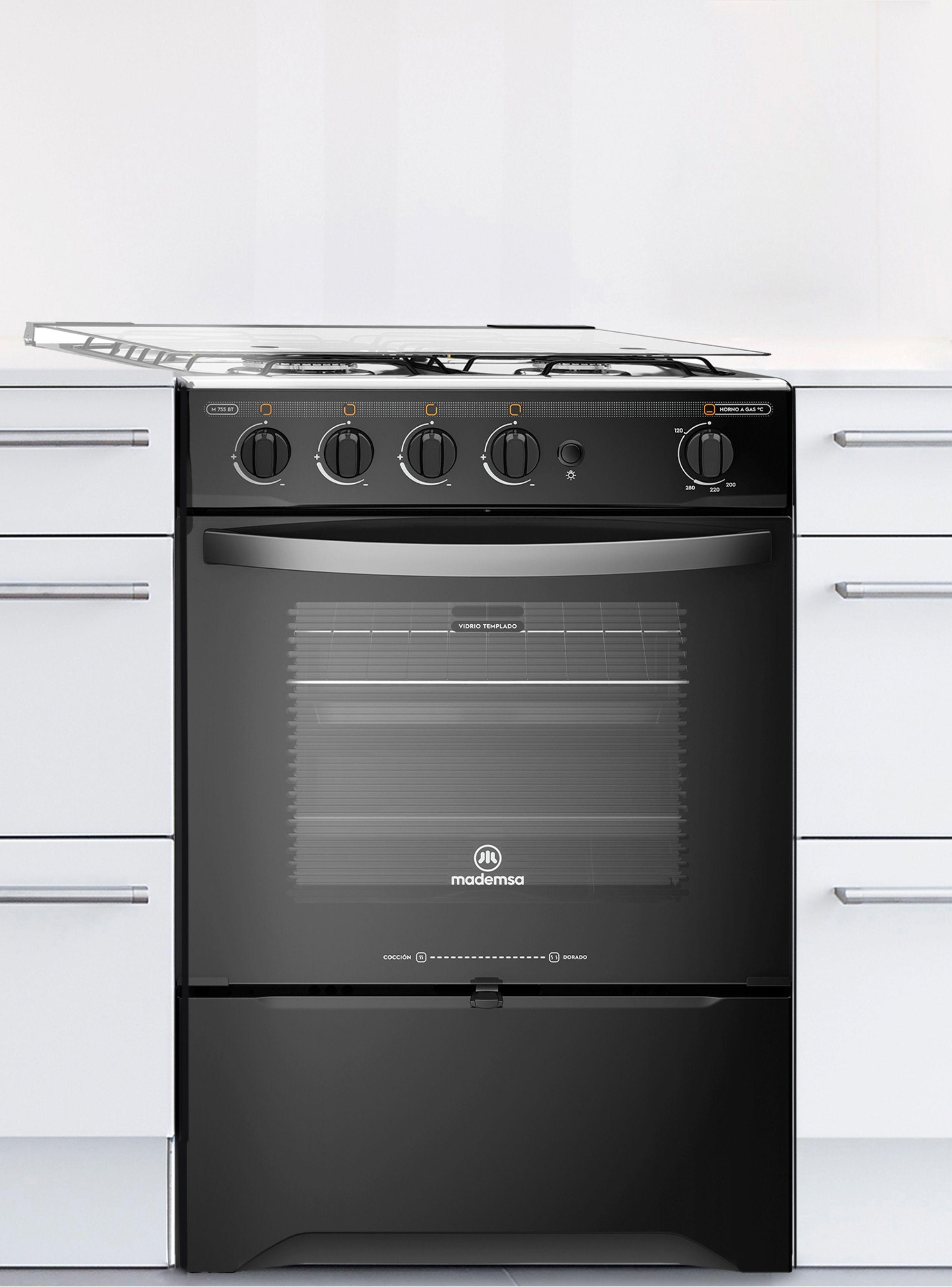 Cocina a Gas 4 Platos Mademsa LimpiaFácil M 755 BT Negra-2