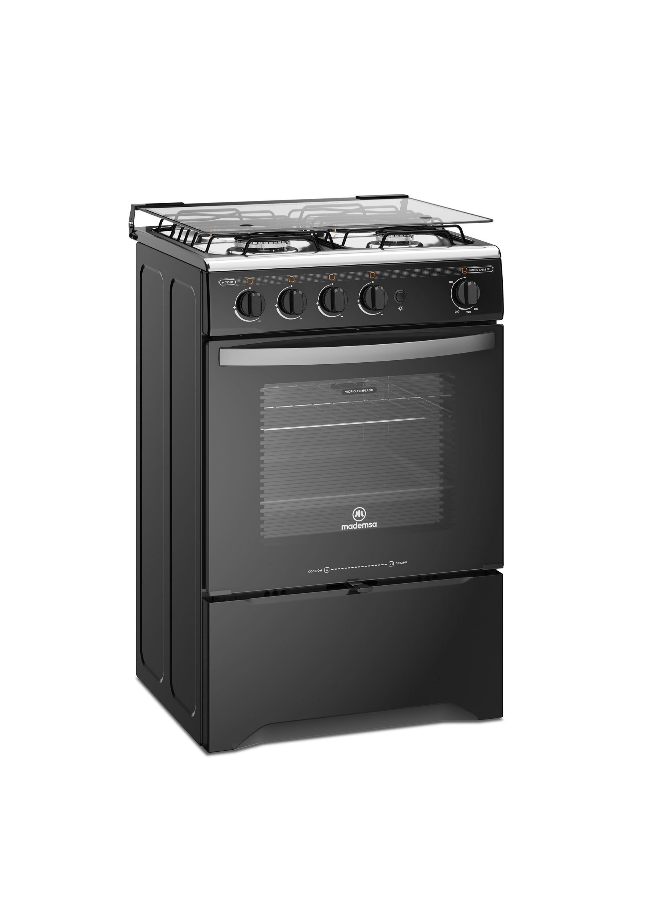 Cocina a Gas 4 Platos Mademsa LimpiaFácil M 755 BT Negra-3