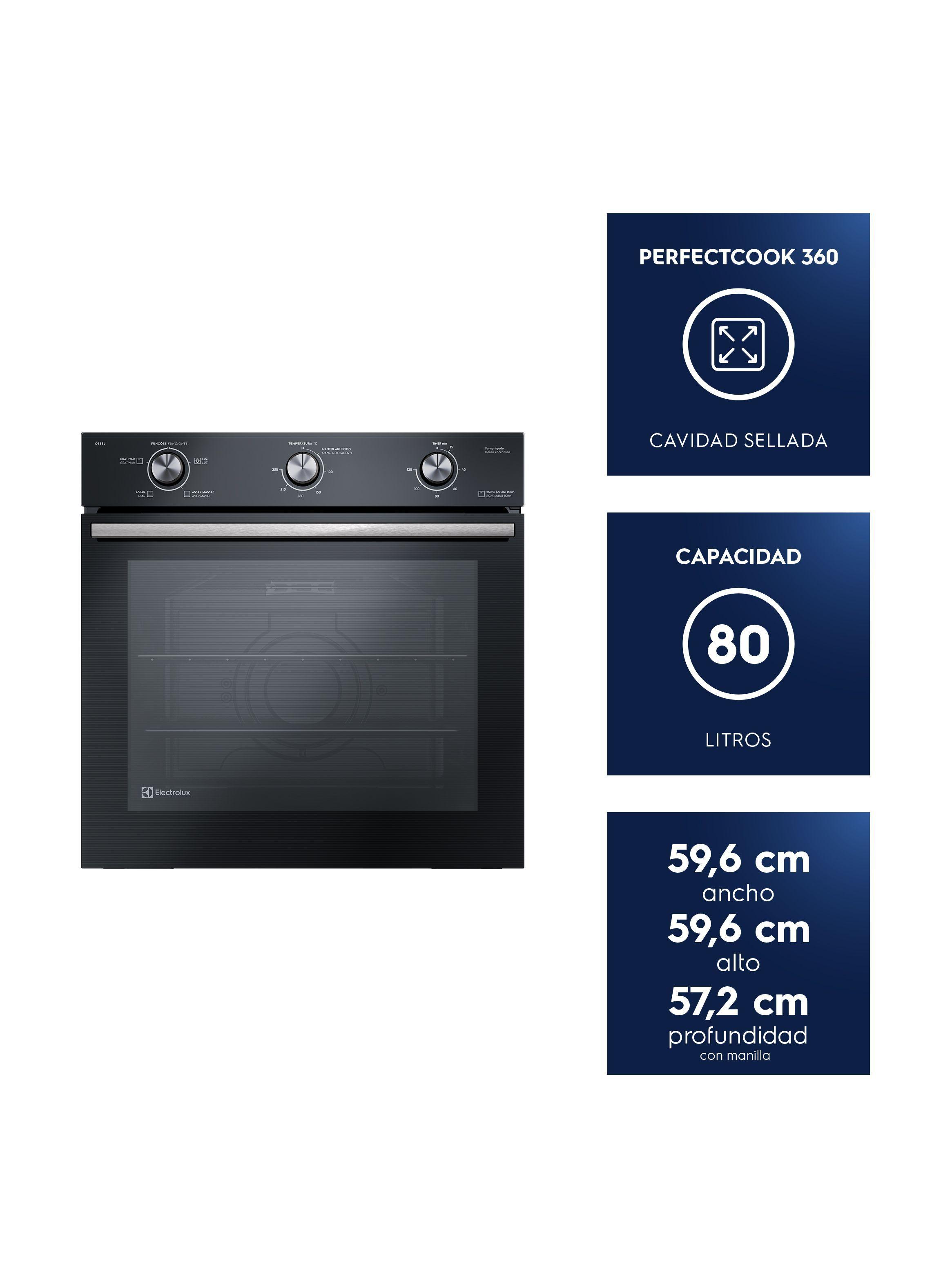 Horno Empotrable Electrico Electrolux 80L Efficient con PerfectCook OE8EL-2