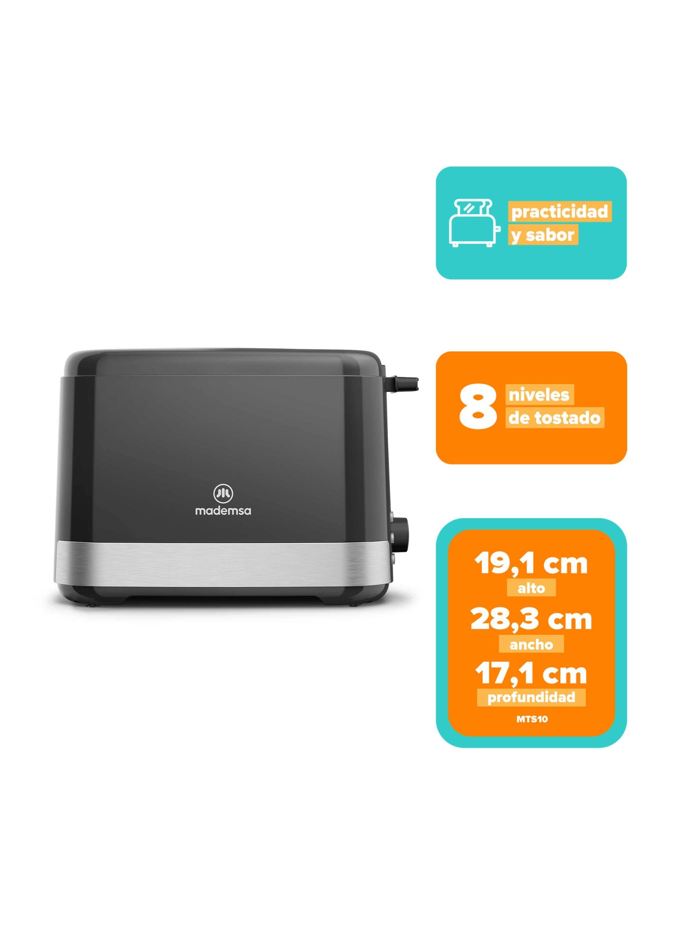 Tostador Mademsa con 8 Niveles de Tostado 800W MTS10-2