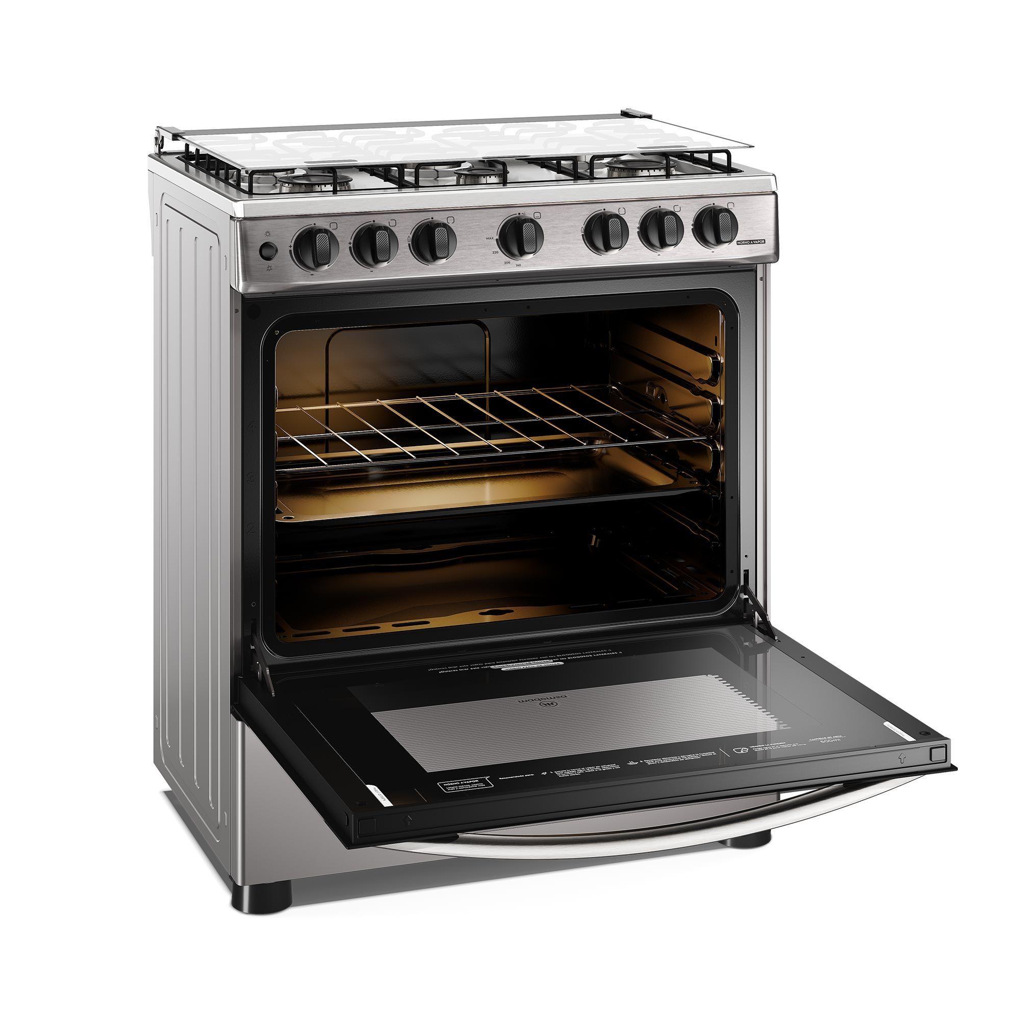 Cocina a Gas 6 Platos Horno Vapor y Parrillas Alambrón FM6LSC Inox-2